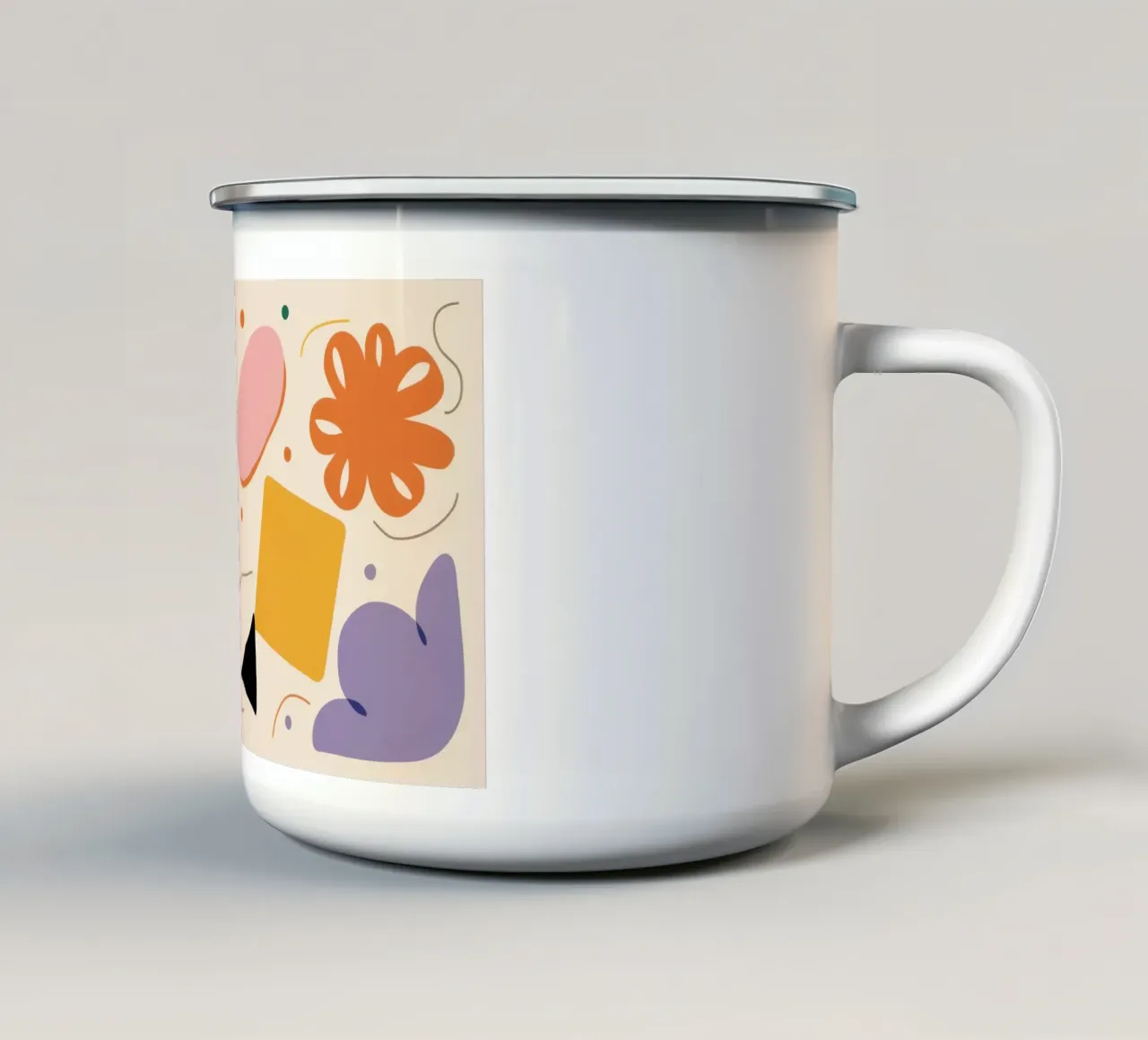 Minimalist Shape Pattern enamel mug by Snow Mist