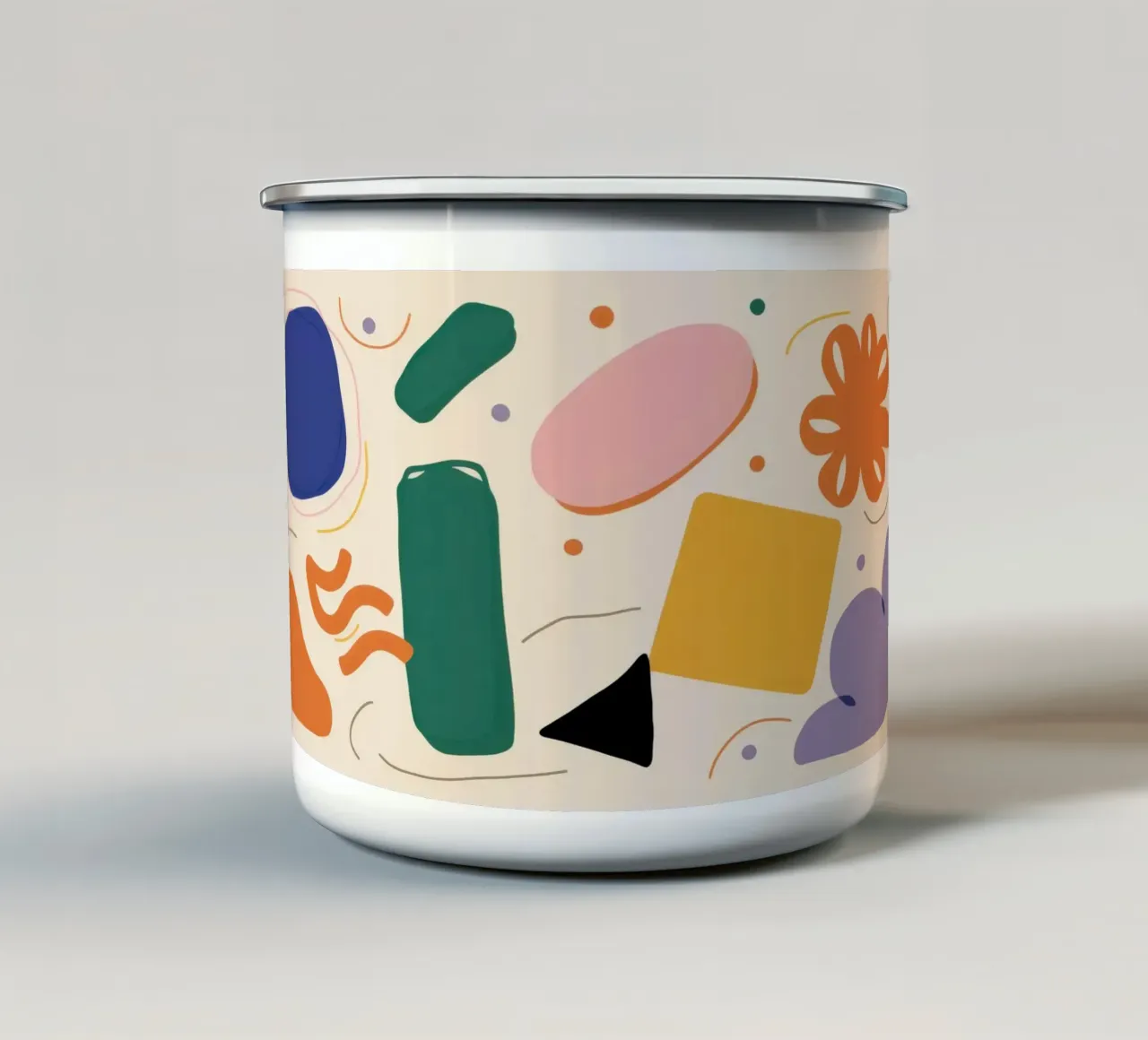 Minimalist Shape Pattern enamel mug by Snow Mist