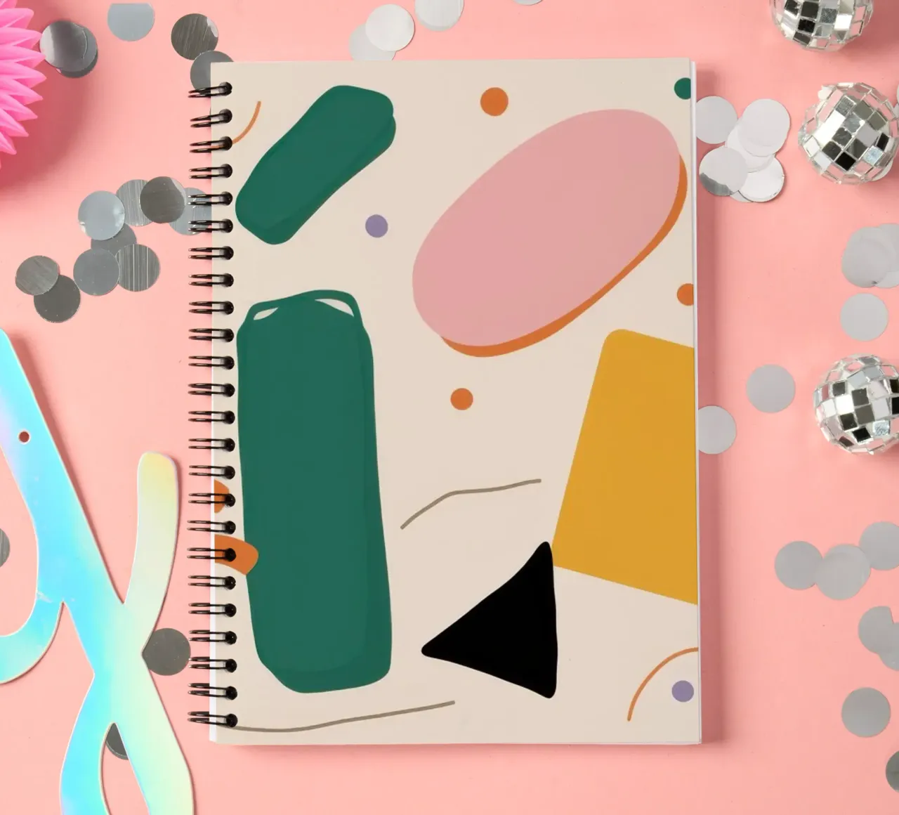 Minimalist Shape Pattern spiral notebook by Snow Mist