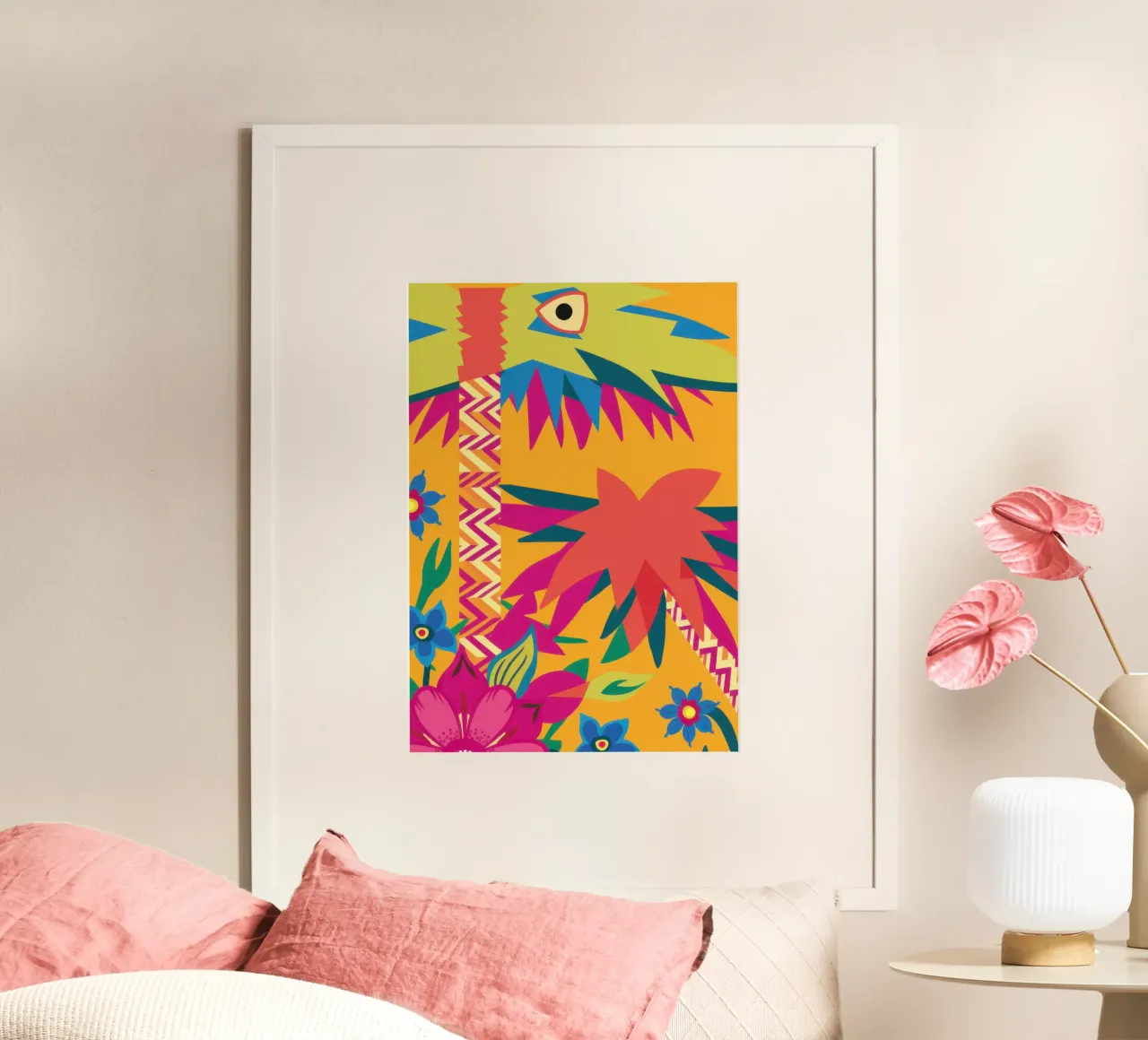 Scoppio astratto tropicale poster con telaio in legno da Nova Glaze