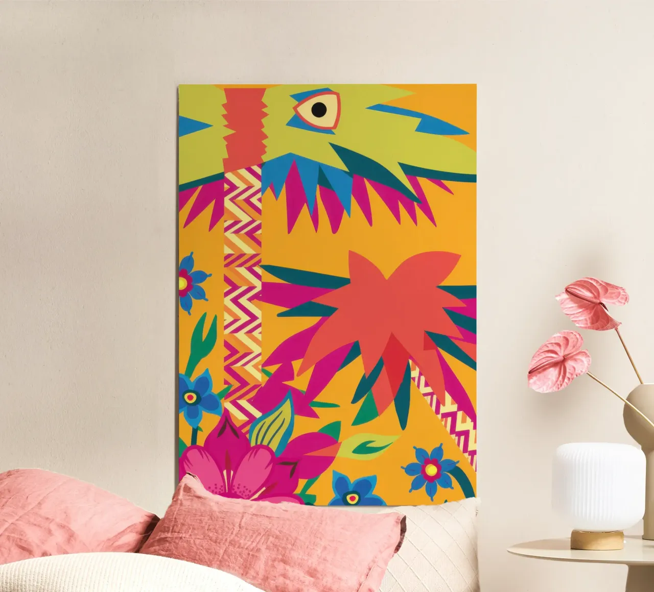 Scoppio astratto tropicale poster con telaio in legno da Nova Glaze