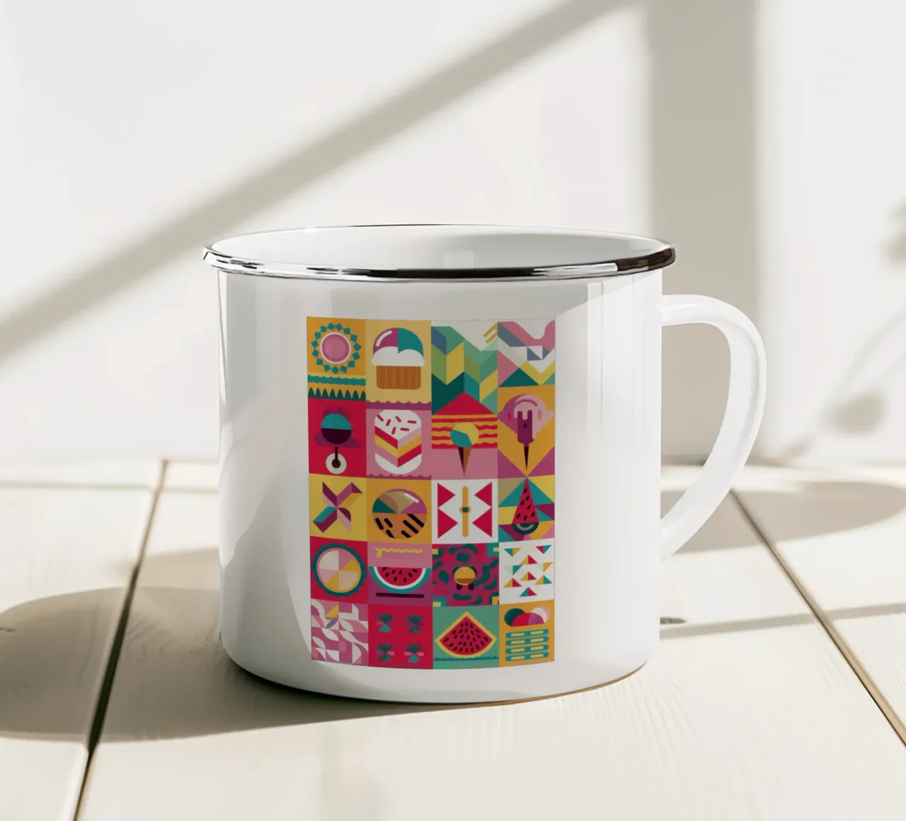 Arte popolare trapuntata tazza in smalto da Nova Glaze