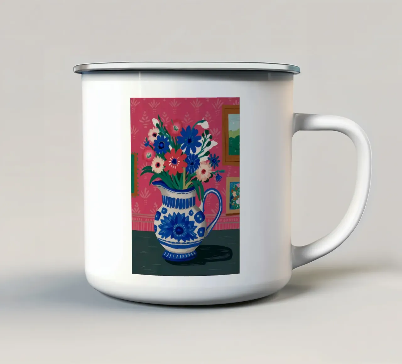 Brocca blu di fiori tazza in smalto da Nova Glaze