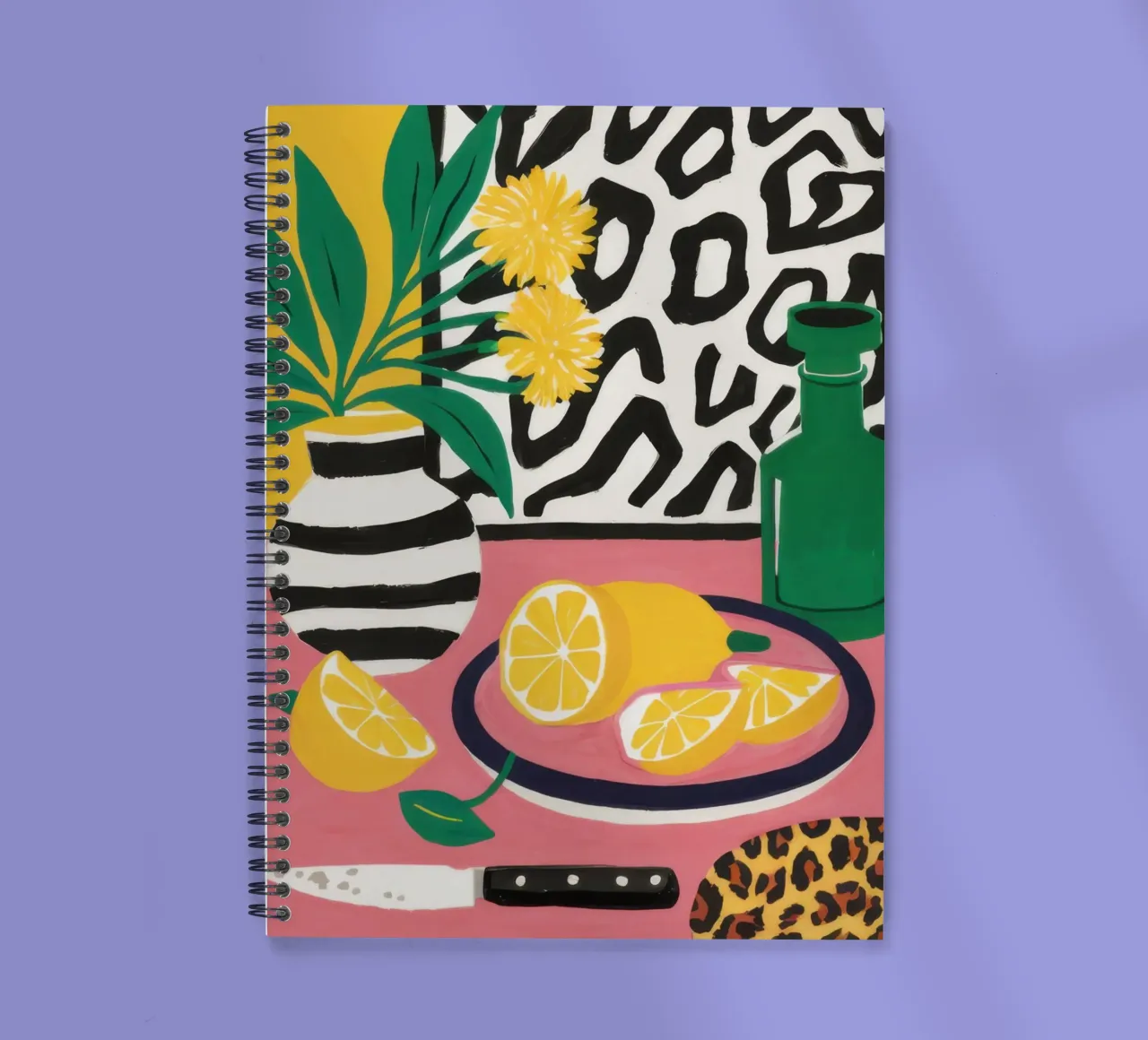 Lemon and Leopard Print spiral notebook by Nova Glaze