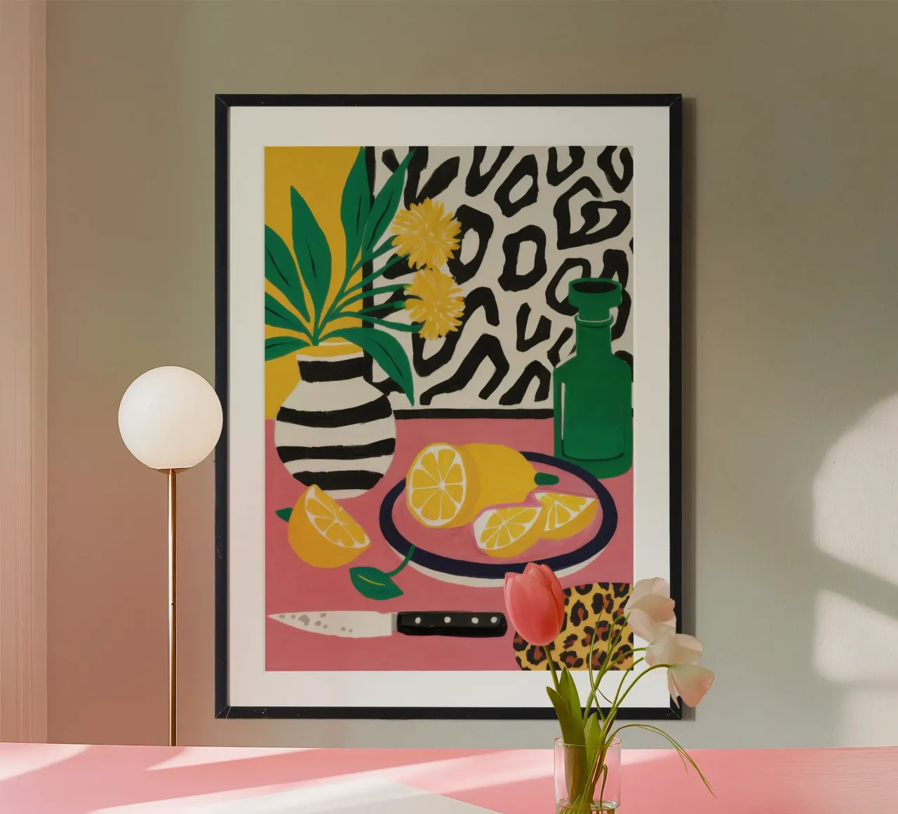 Zitrone und Leopardenmuster Poster von Nova Glaze