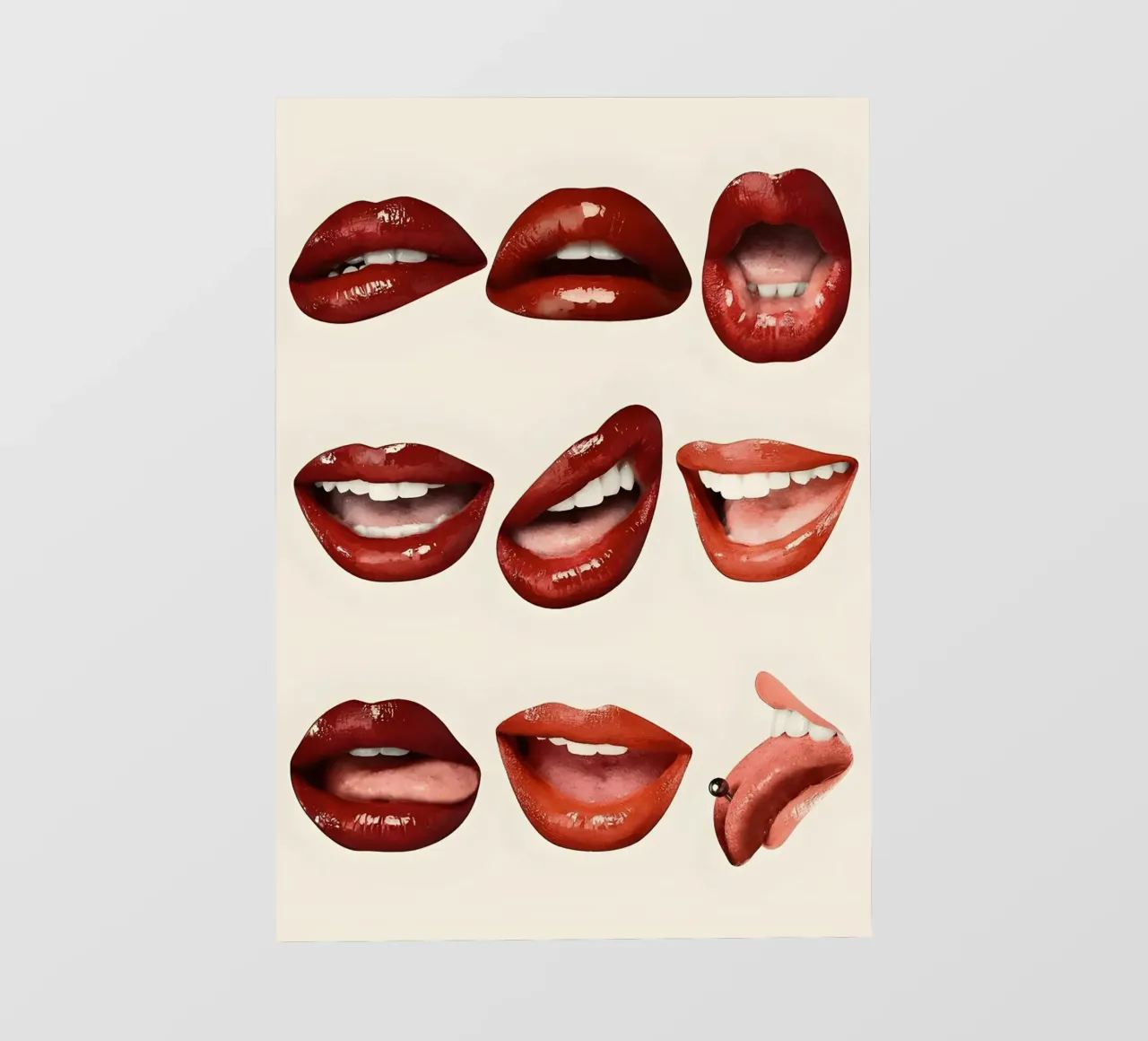 red glossy lips pellicola backlit da Type & Tape