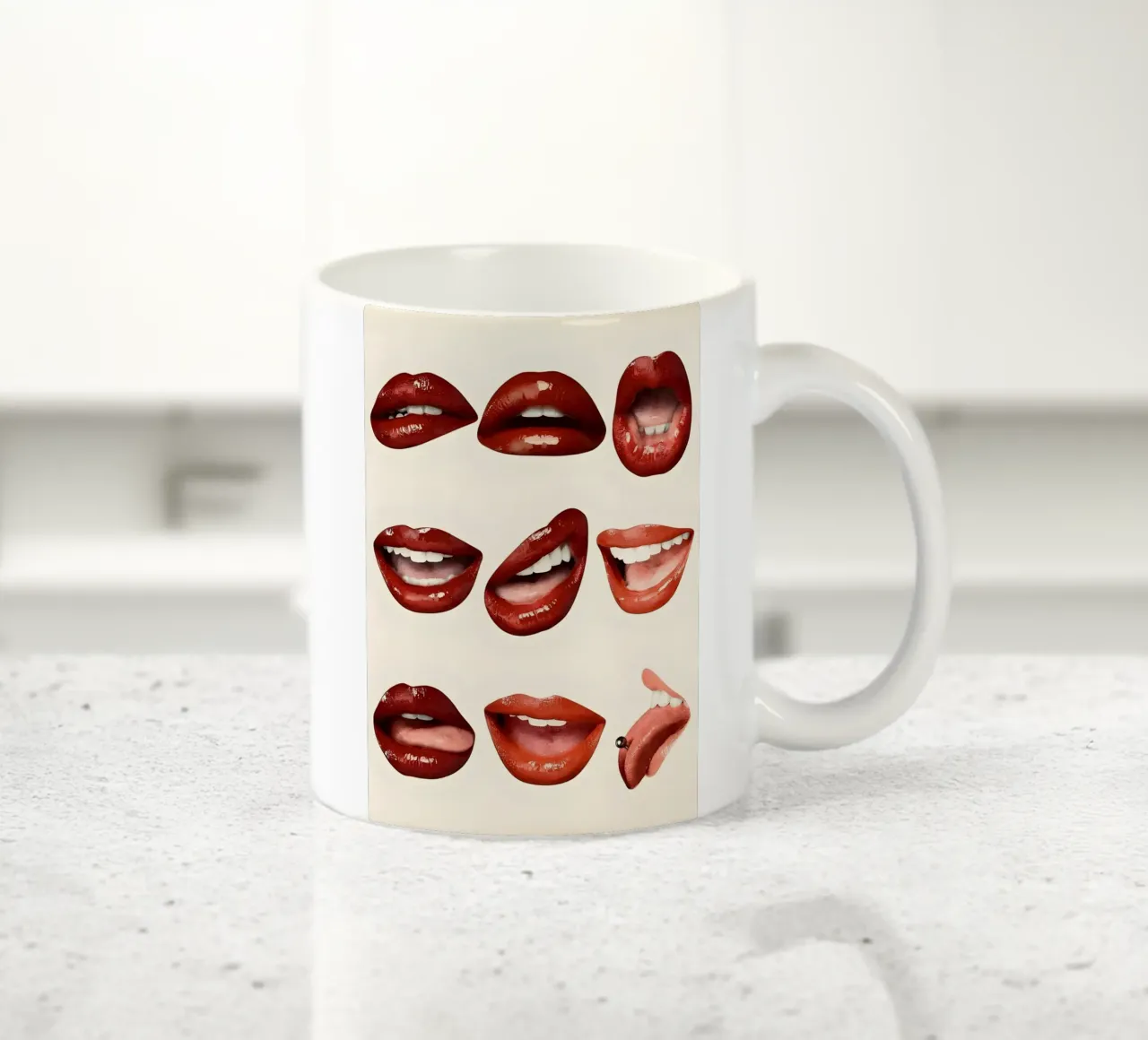 red glossy lips tazza in ceramica da Type & Tape