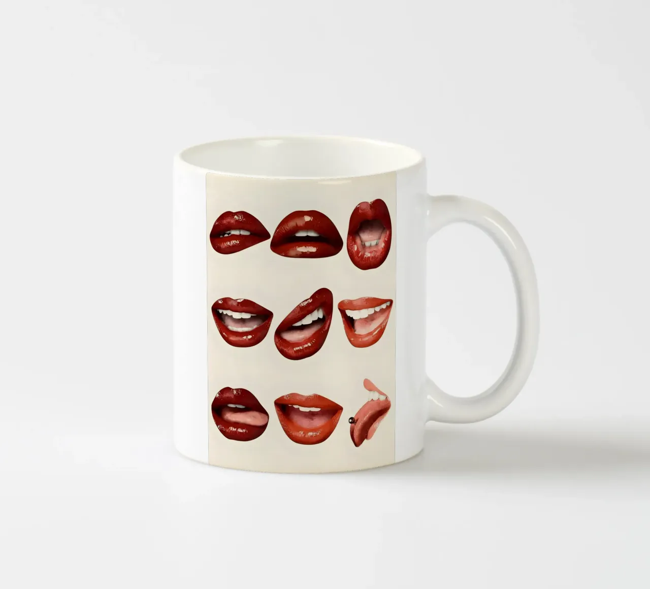red glossy lips tazza in ceramica da Type & Tape