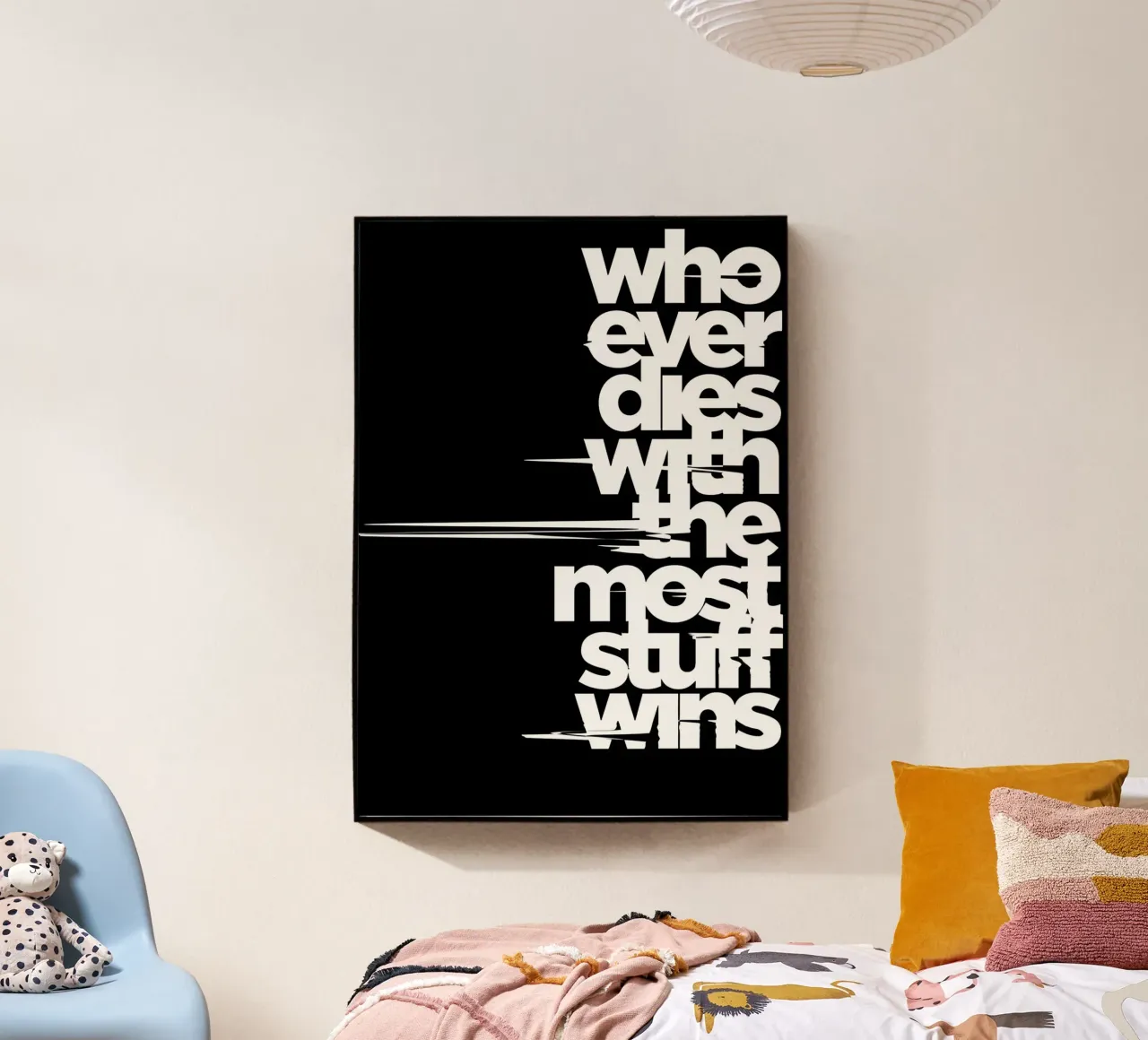 "Whoeve dies with the most stuff wins." metacrilato de Type & Tape
