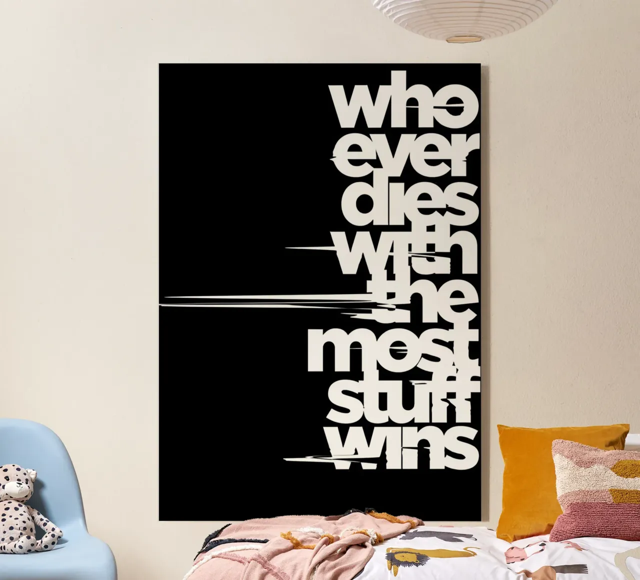 "Whoeve dies with the most stuff wins." metacrilato de Type & Tape