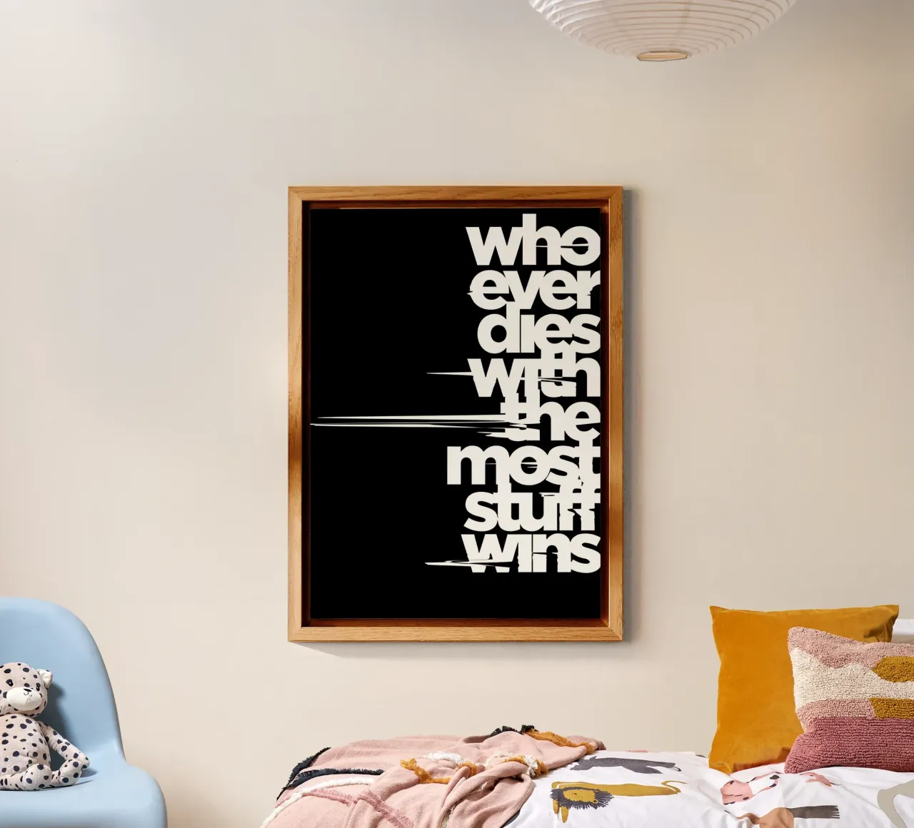 "Whoeve dies with the most stuff wins." alluminio dibond da Type & Tape