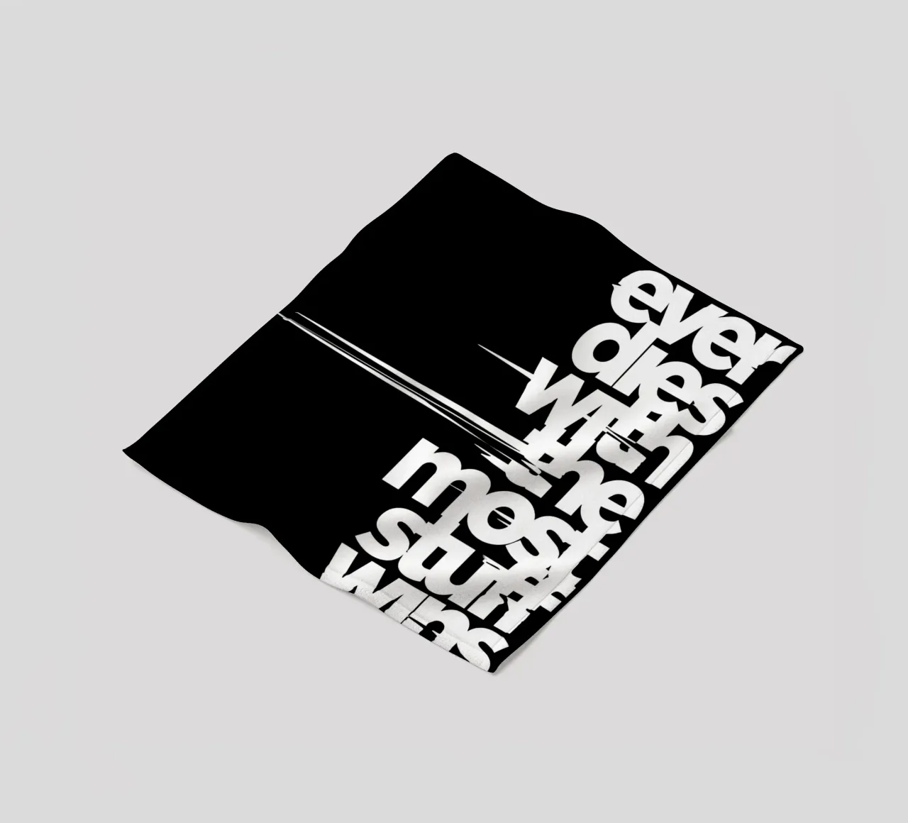 "Whoeve dies with the most stuff wins." coperta in pile da Type & Tape