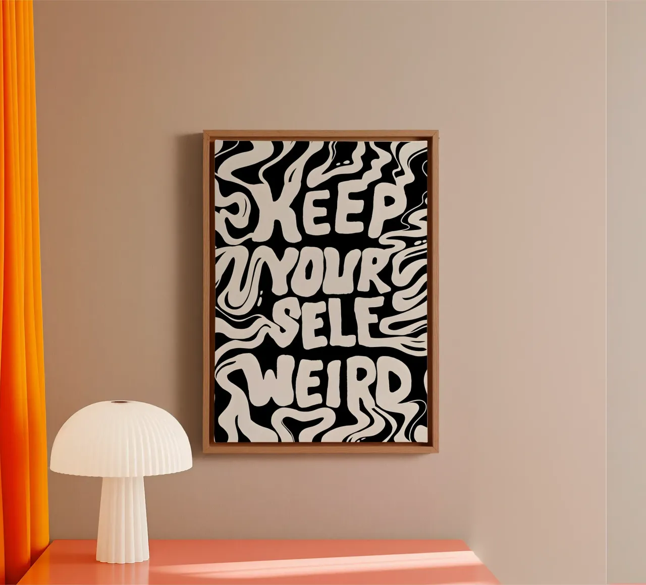 "KEEP YOURSELF WEIRD." tela con Cornice a cassetta da Type & Tape