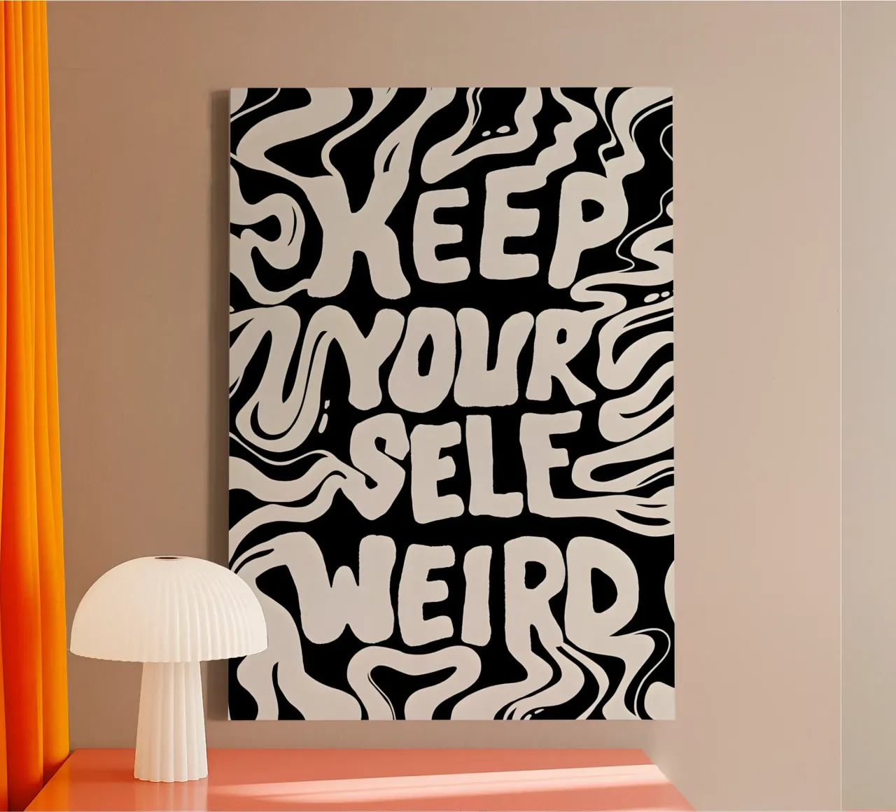 "KEEP YOURSELF WEIRD." tela con Cornice a cassetta da Type & Tape