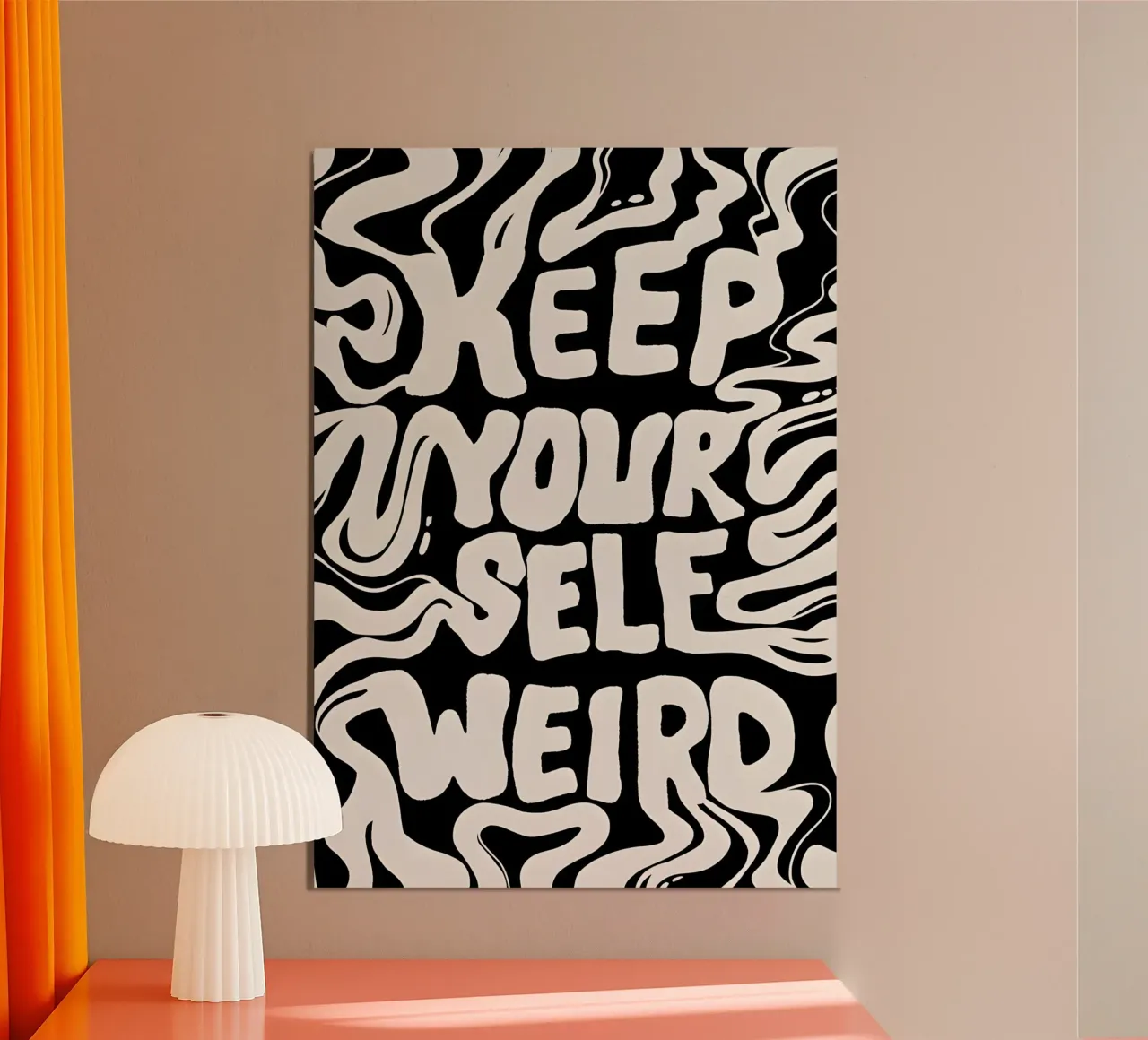 "KEEP YOURSELF WEIRD." poster con telaio in alluminio da Type & Tape