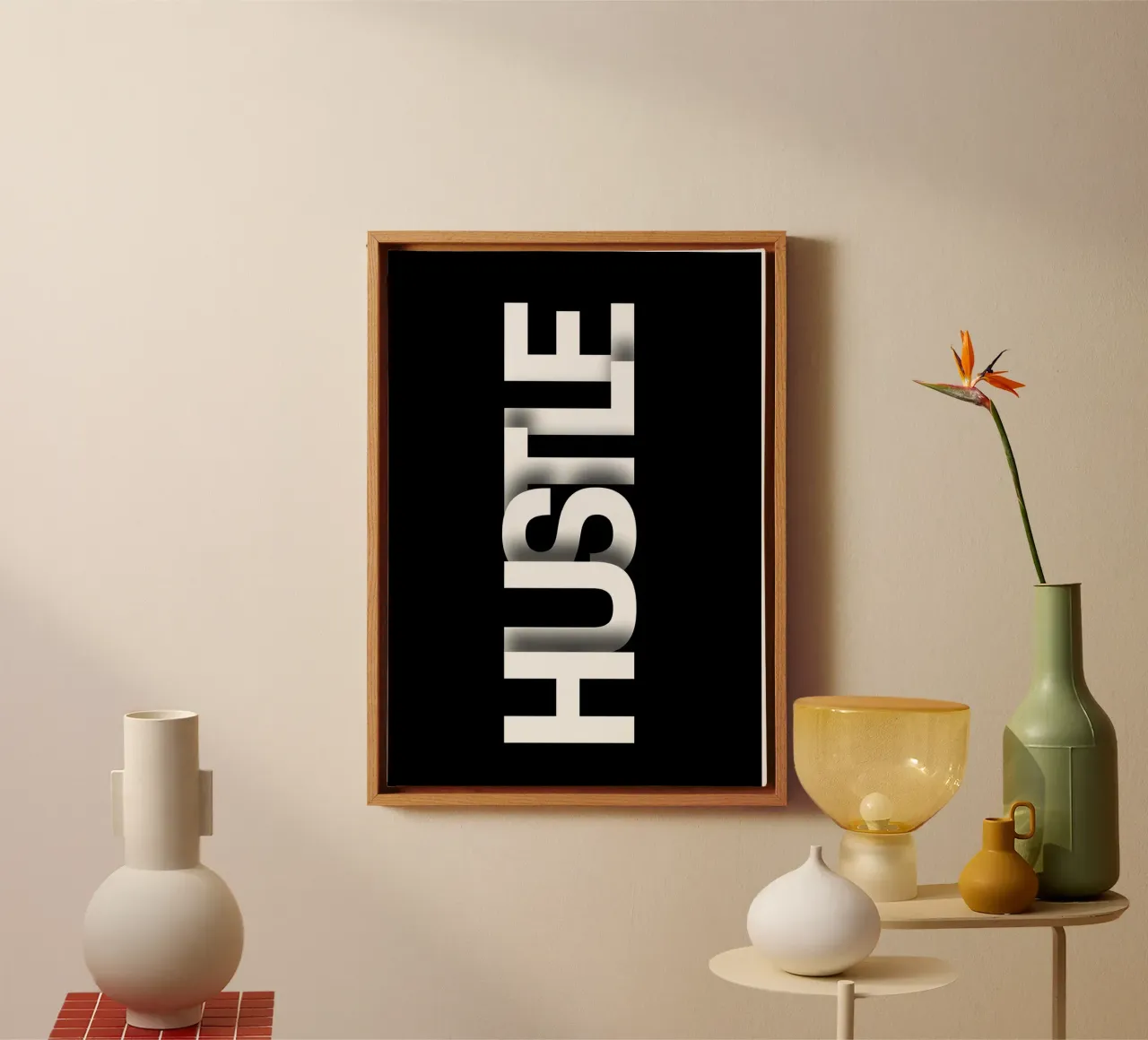 HUSTLE tela con Cornice a cassetta da Type & Tape