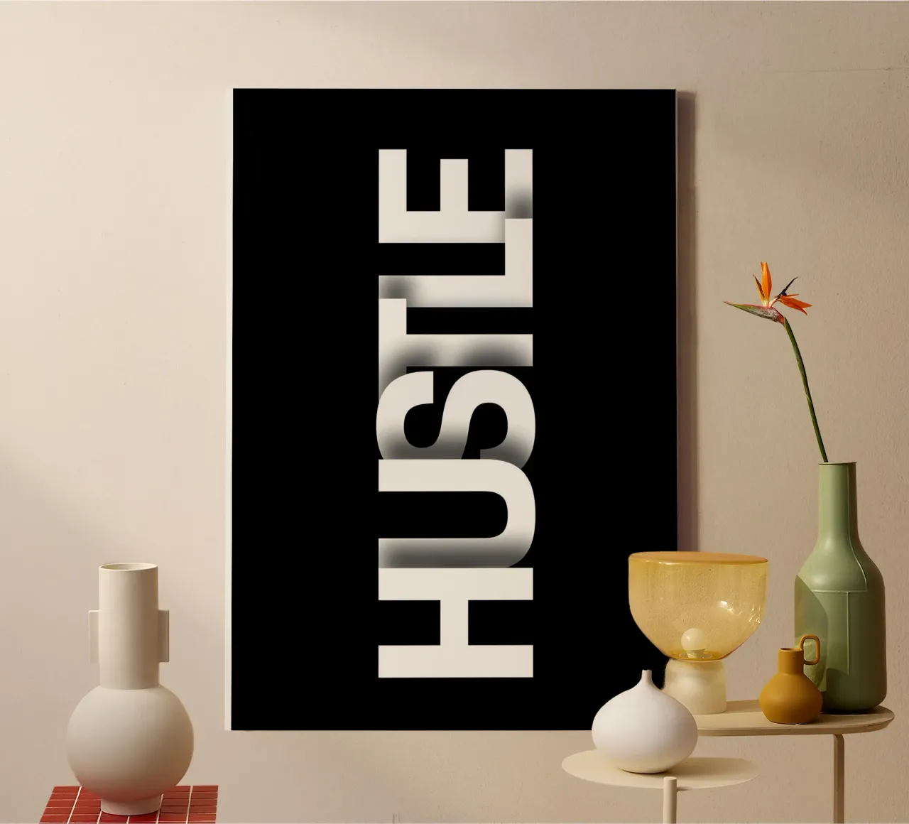 HUSTLE tela con Cornice a cassetta da Type & Tape