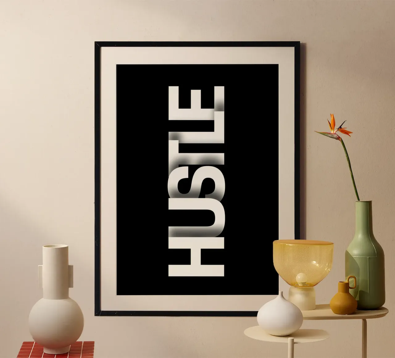 HUSTLE poster con telaio in plastica da Type & Tape