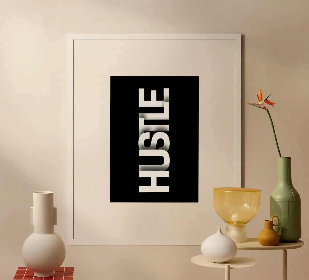 HUSTLE poster con telaio in plastica da Type & Tape