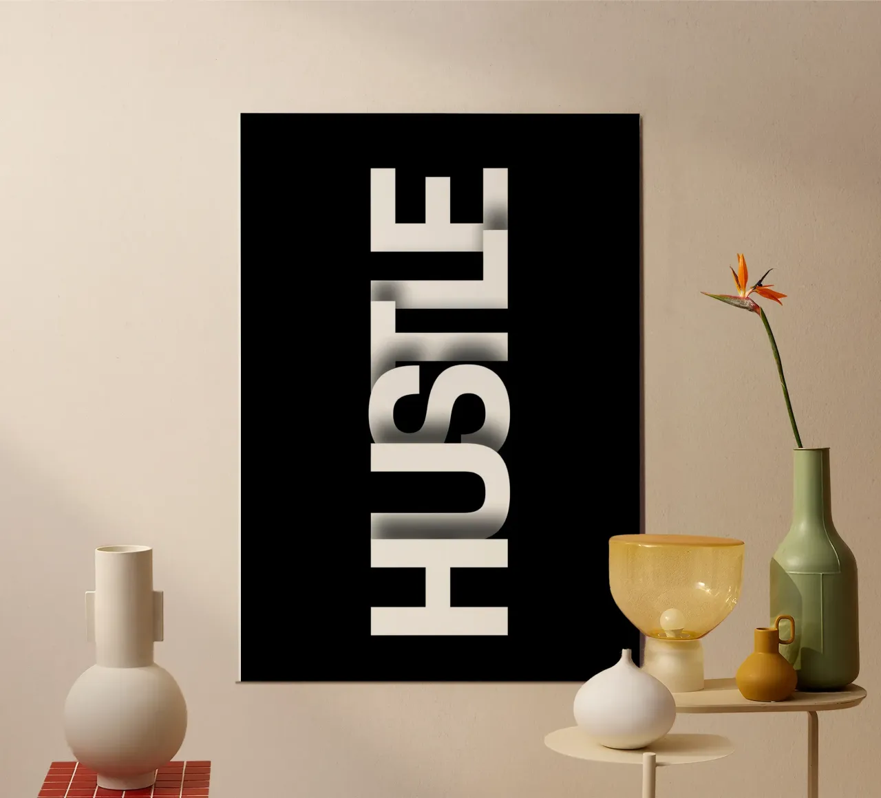 HUSTLE poster con telaio in plastica da Type & Tape
