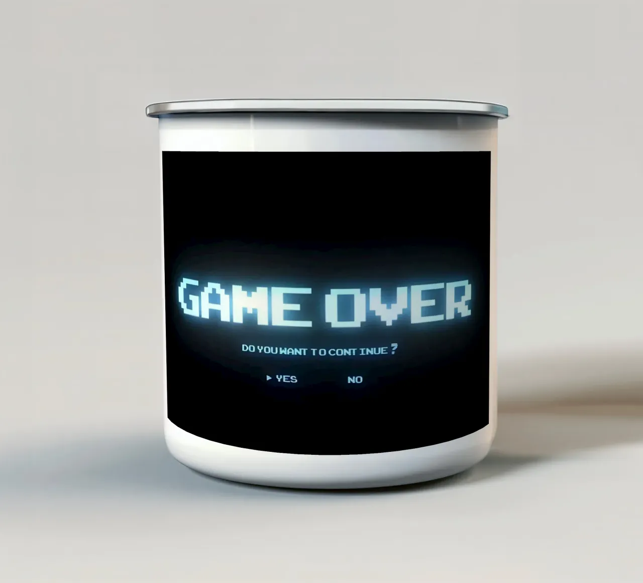 'GAME OVER' tazza in smalto da Type & Tape