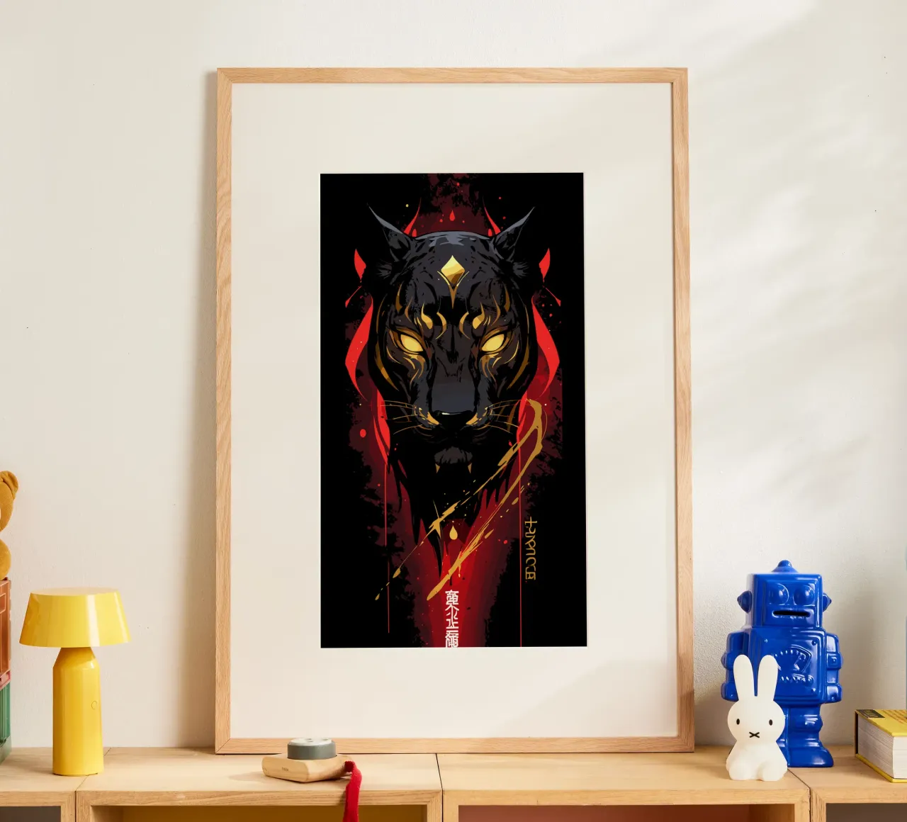 Pantera futuristica da gioco poster con telaio in legno da LM2KONE