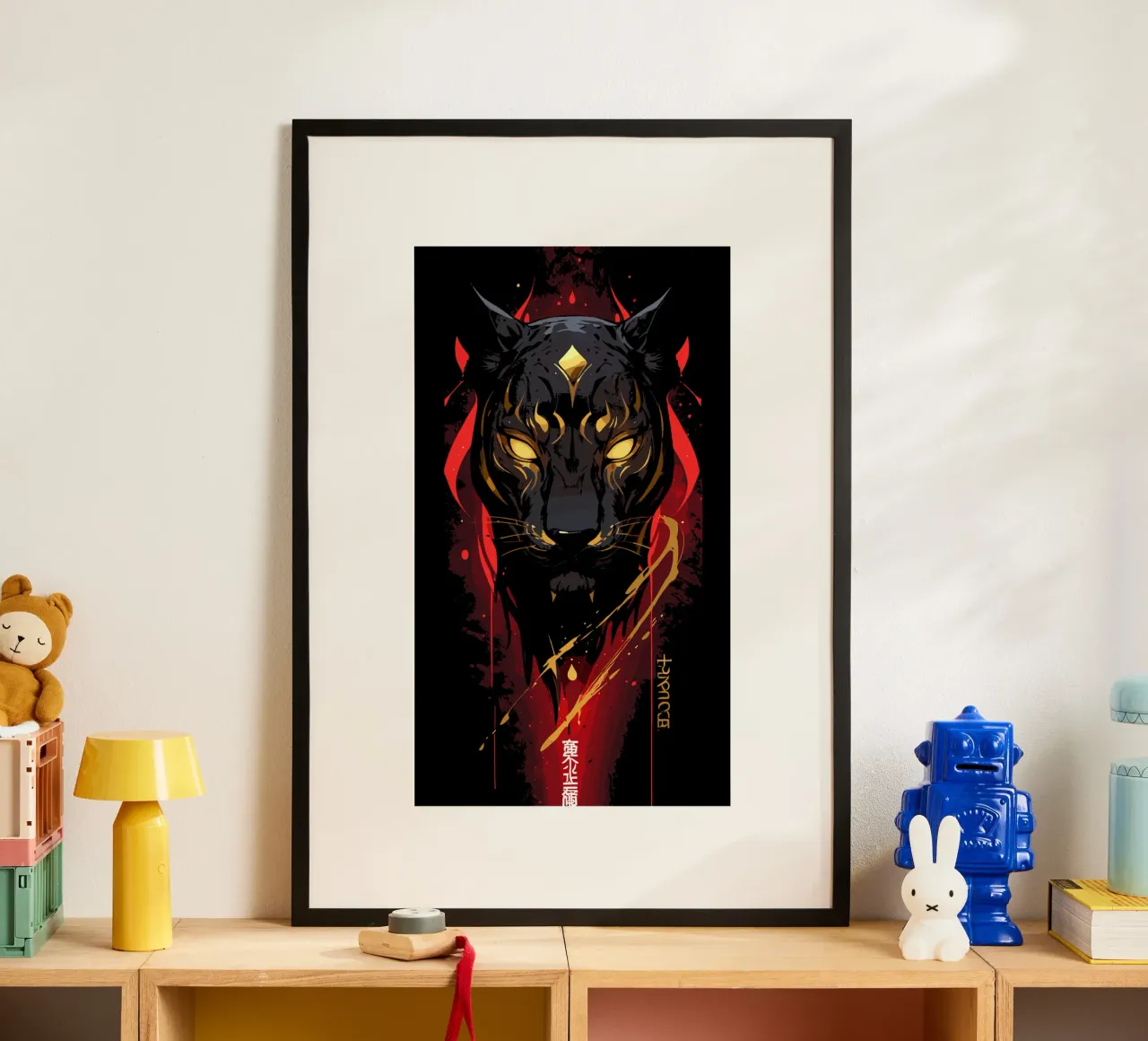 Pantera futuristica da gioco poster con telaio in legno da LM2KONE