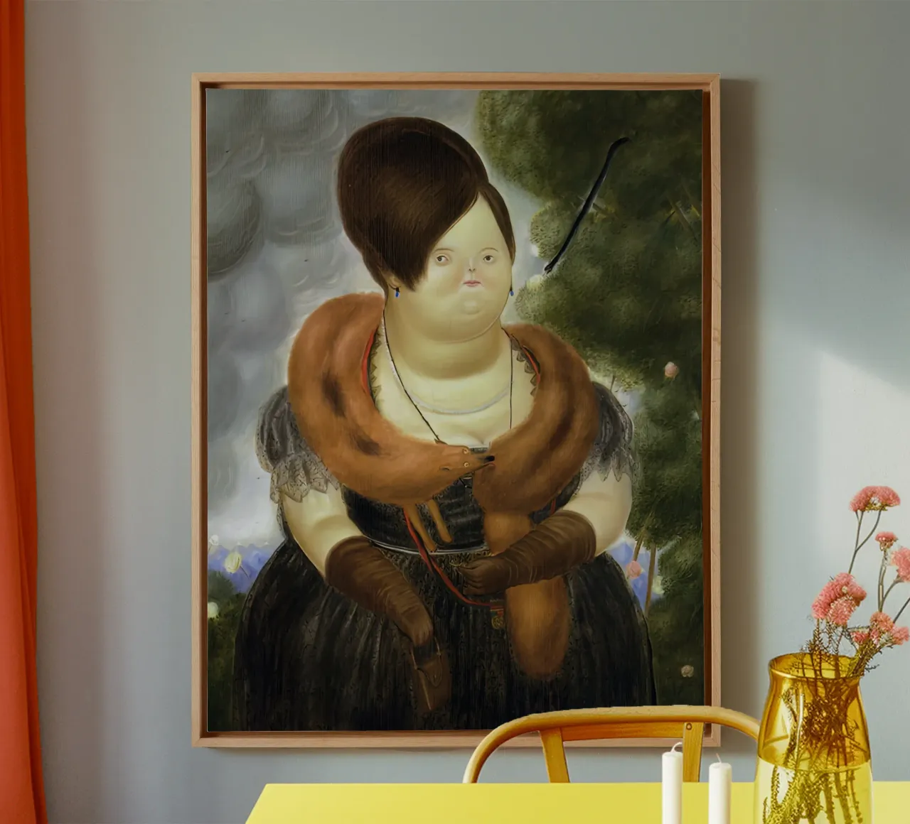 1969, La First Lady F Botero tela con Cornice a cassetta da mix mate