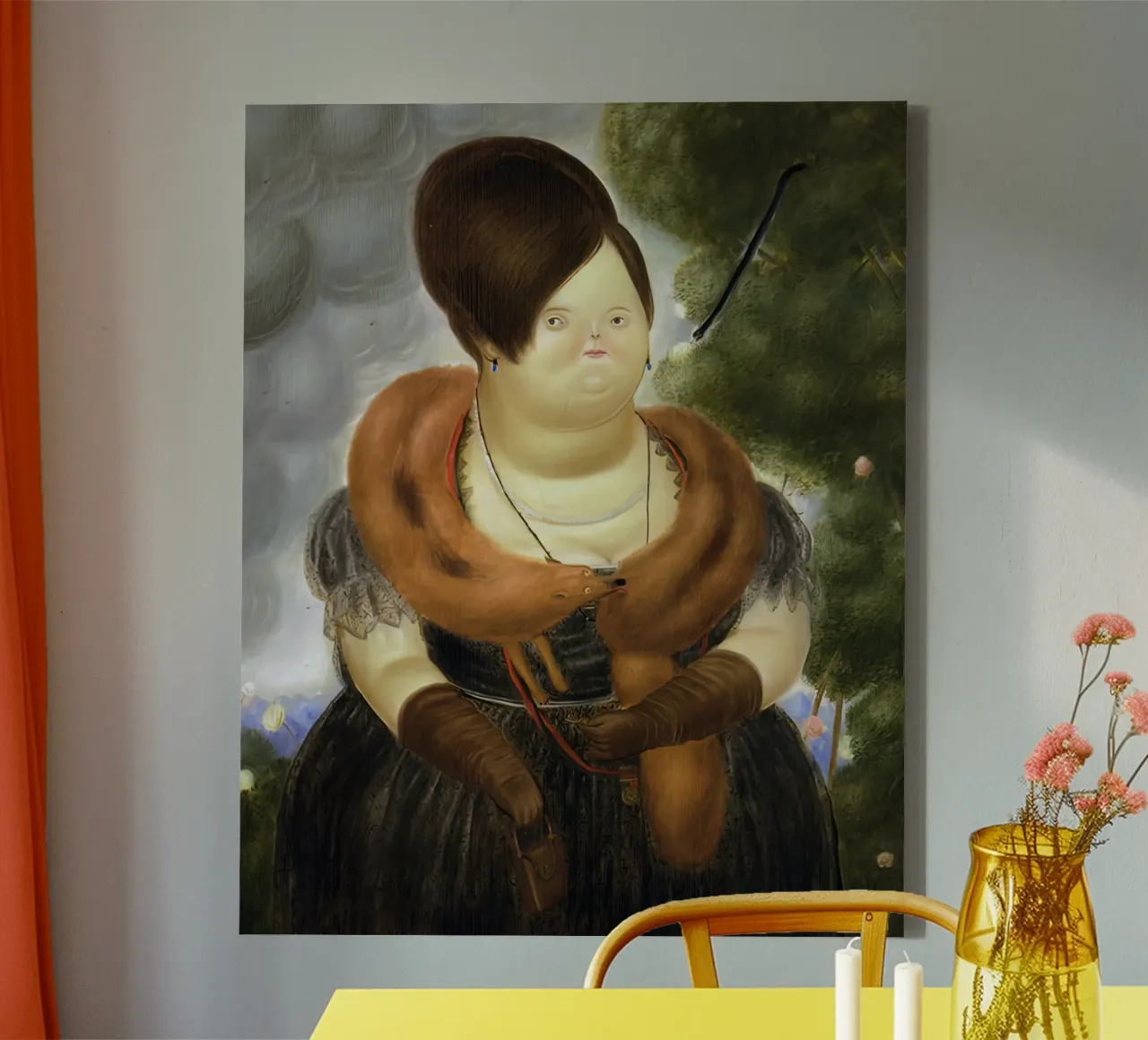 1969, La First Lady F Botero tela con Cornice a cassetta da mix mate