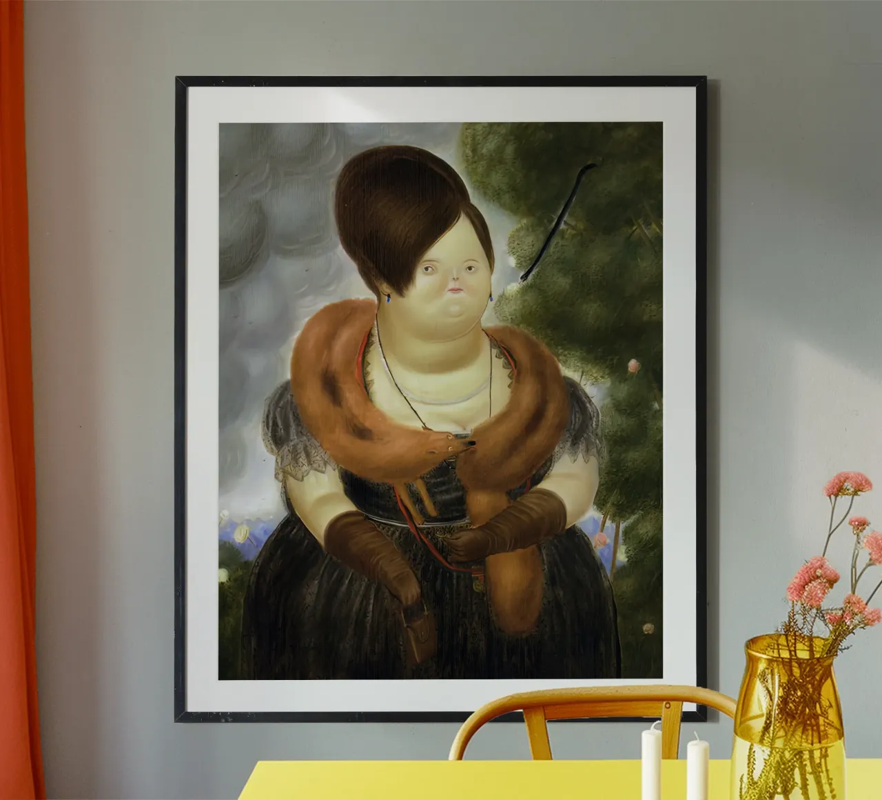 1969, La First Lady F Botero poster con telaio in alluminio da mix mate