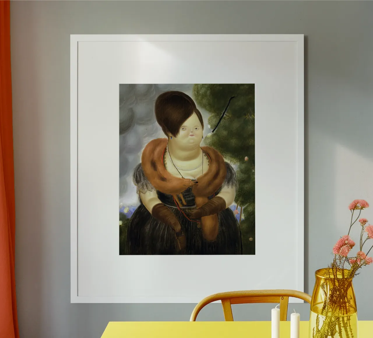 1969, La First Lady F Botero poster con telaio in alluminio da mix mate