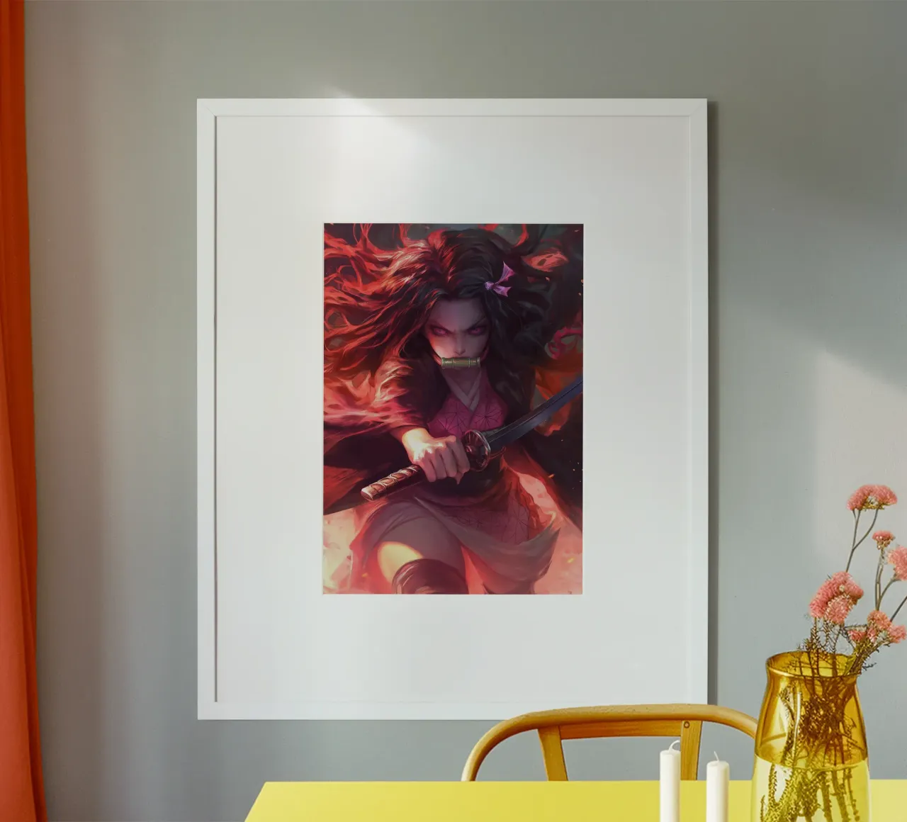 Nezuko Ammazzademoni poster con telaio in plastica da Fleur de Lys