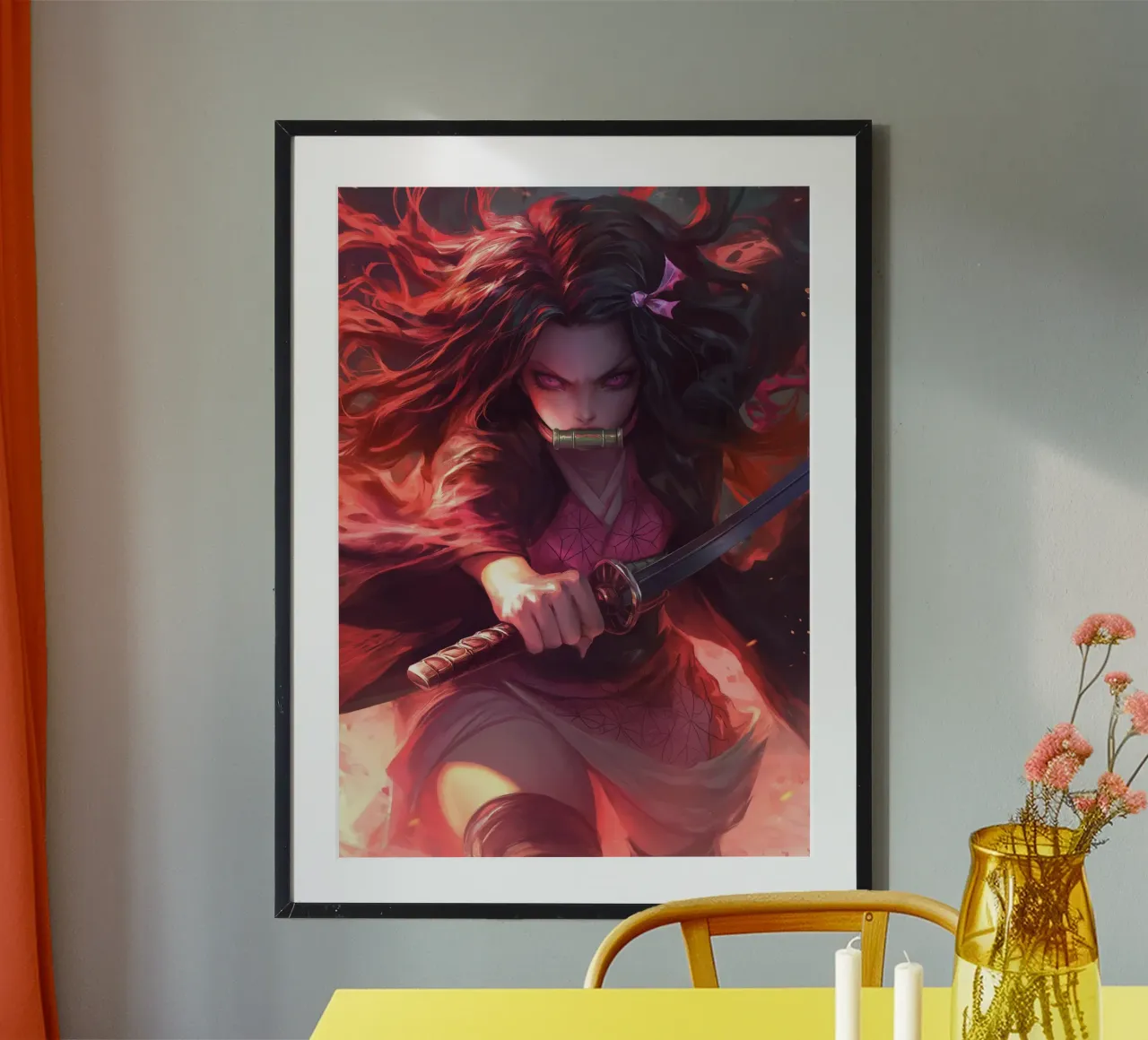 Nezuko Ammazzademoni poster con telaio in plastica da Fleur de Lys