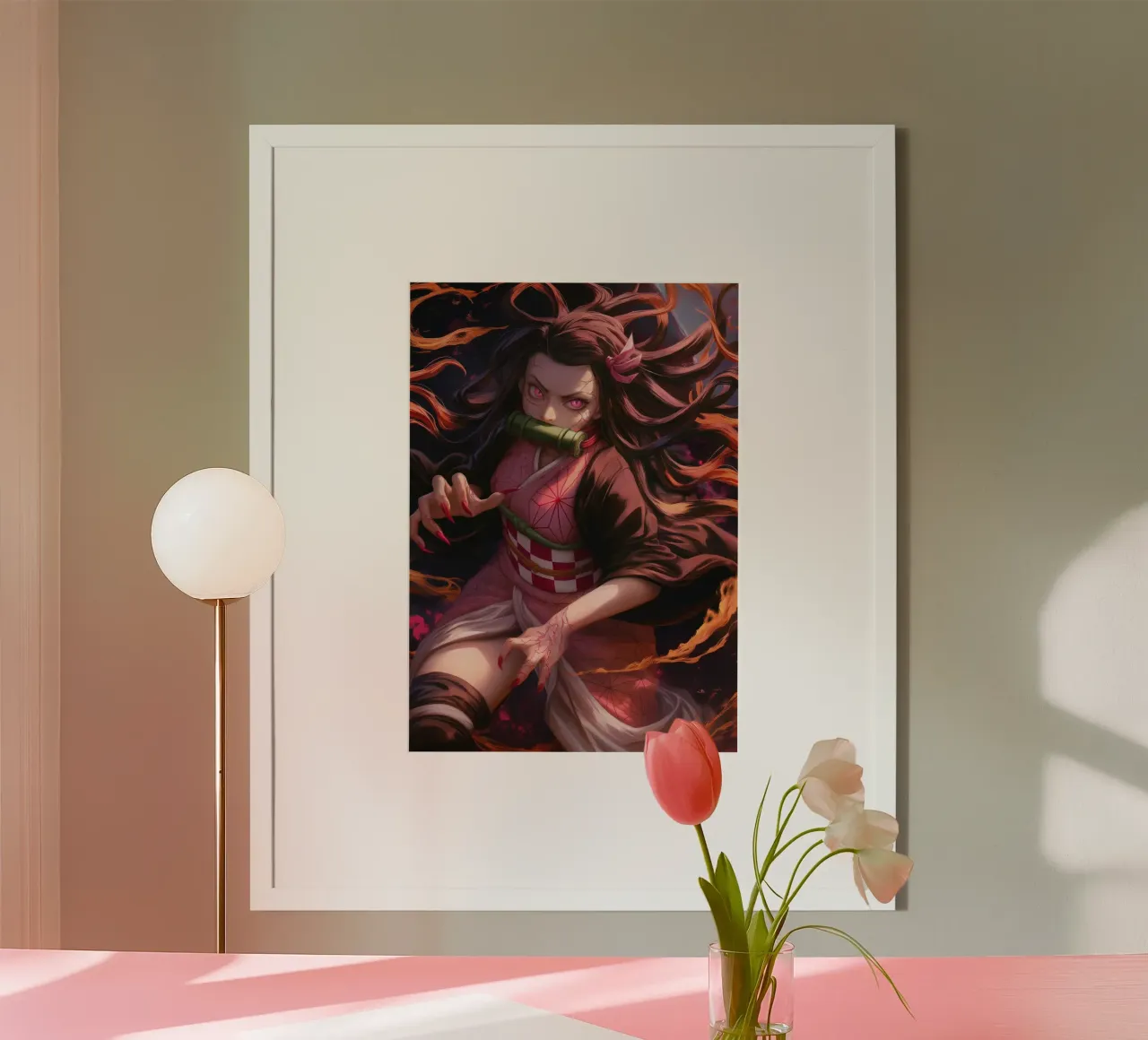 Nezuko doder van demonen poster met kunststof frame van Fleur de Lys