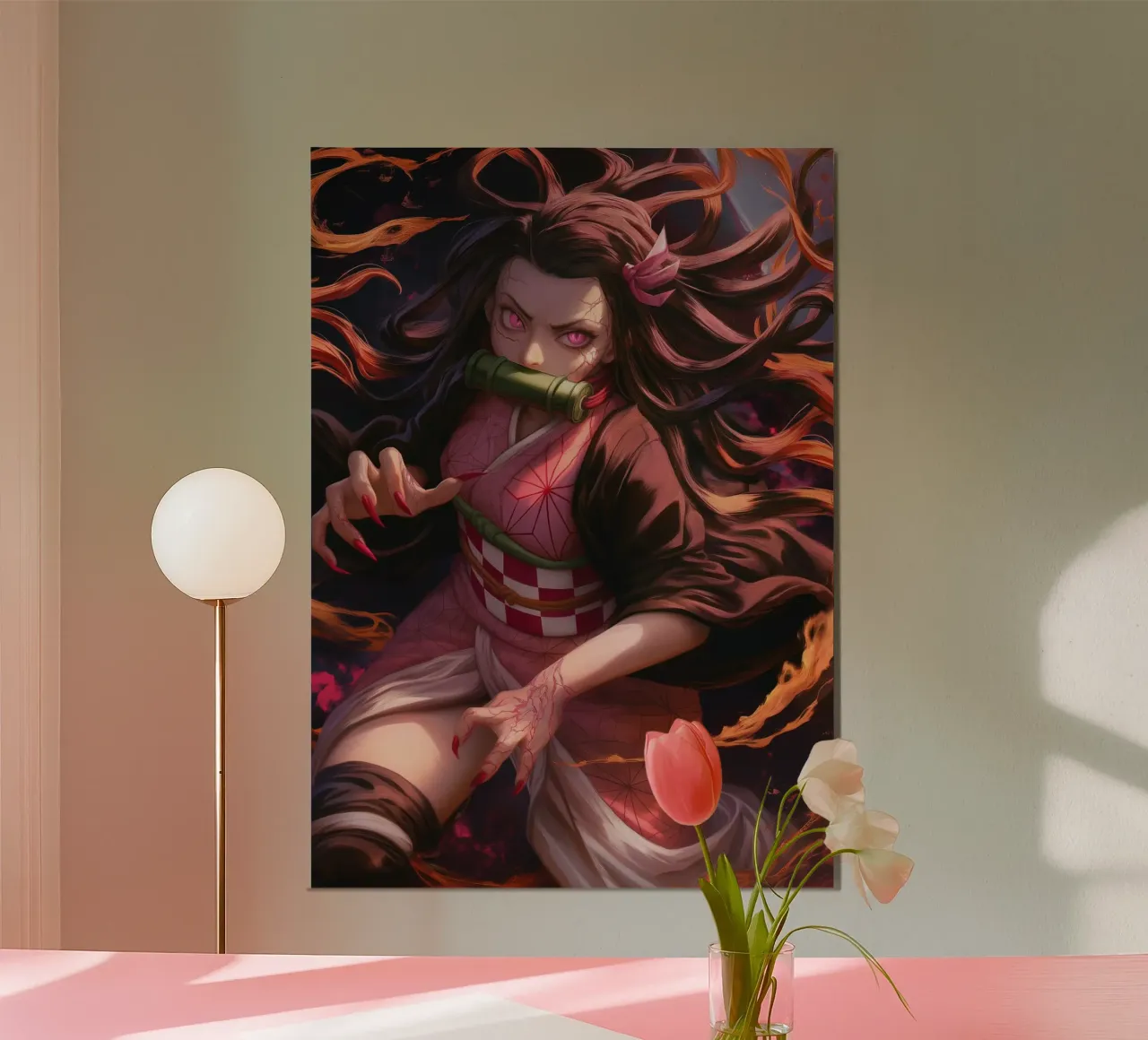 Nezuko doder van demonen poster met kunststof frame van Fleur de Lys