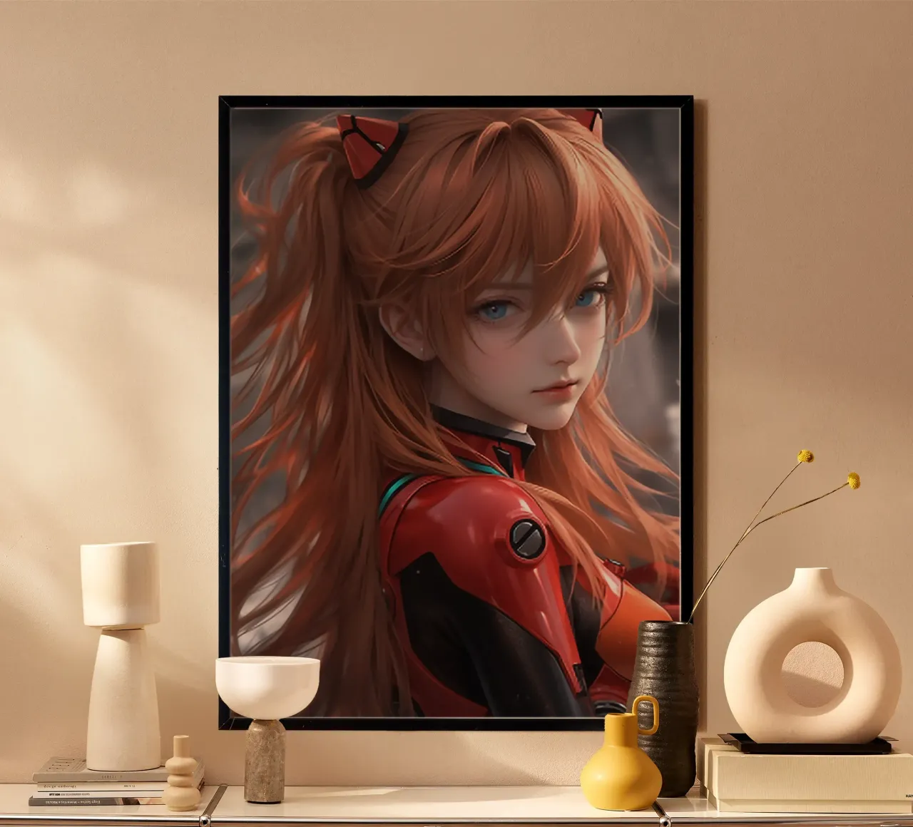 Asuka Langley Neon Genesis Evangelion EVA Anime poster con telaio in legno da Fleur de Lys
