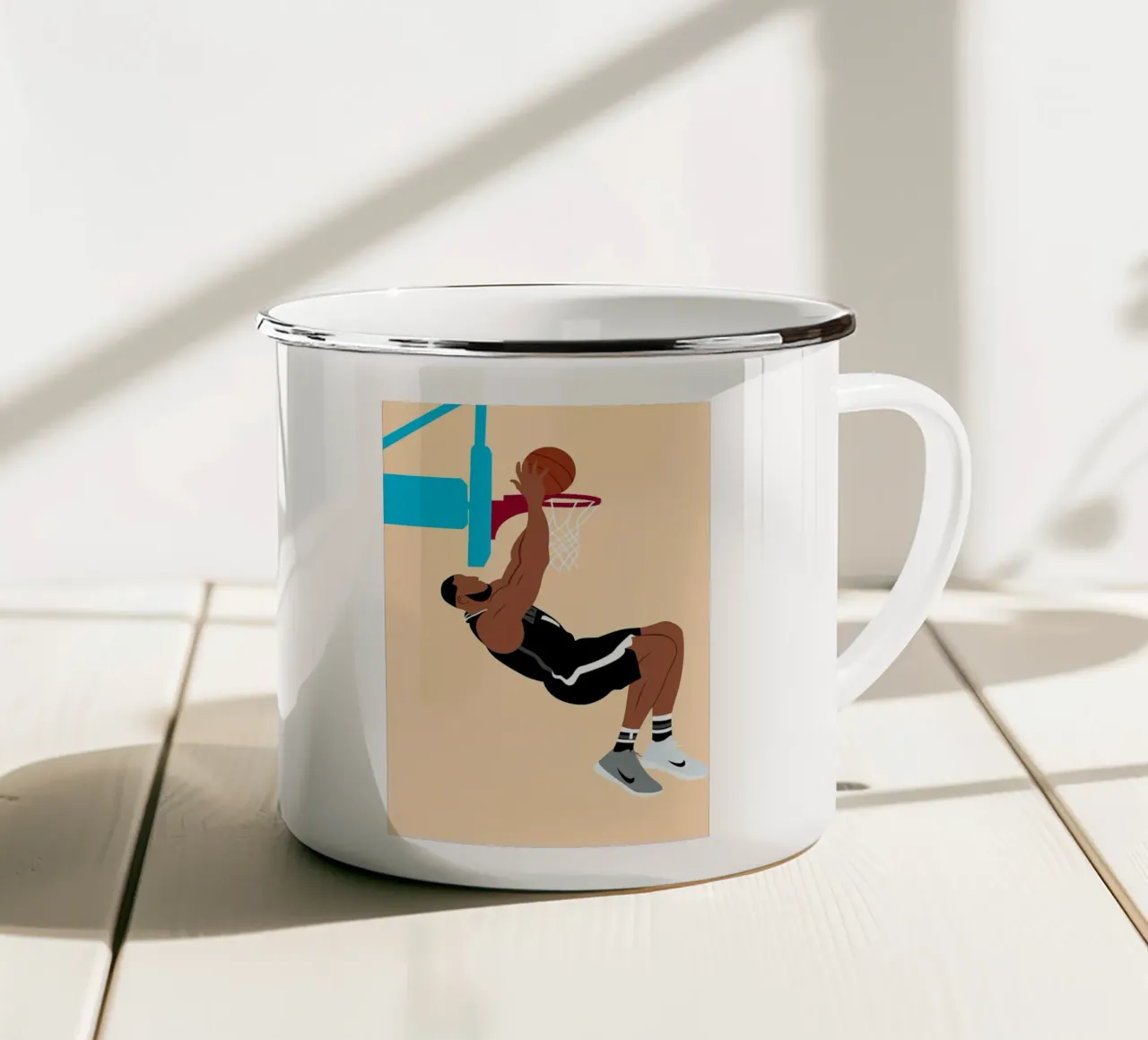 Giocatore di pallacanestro che fa il dungeon Illustrazione tazza in smalto da Fleur de Lys