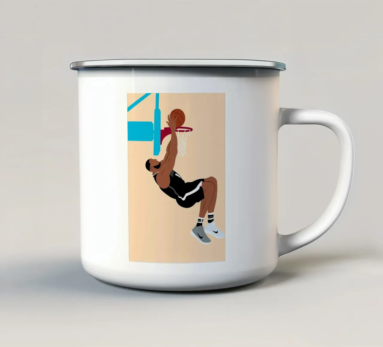 Giocatore di pallacanestro che fa il dungeon Illustrazione tazza in smalto da Fleur de Lys
