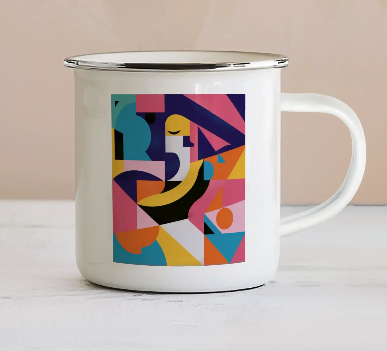 Sinfonia geometrica cromatica tazza in smalto da Bara Suara