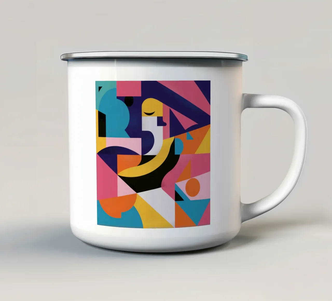 Sinfonia geometrica cromatica tazza in smalto da Bara Suara