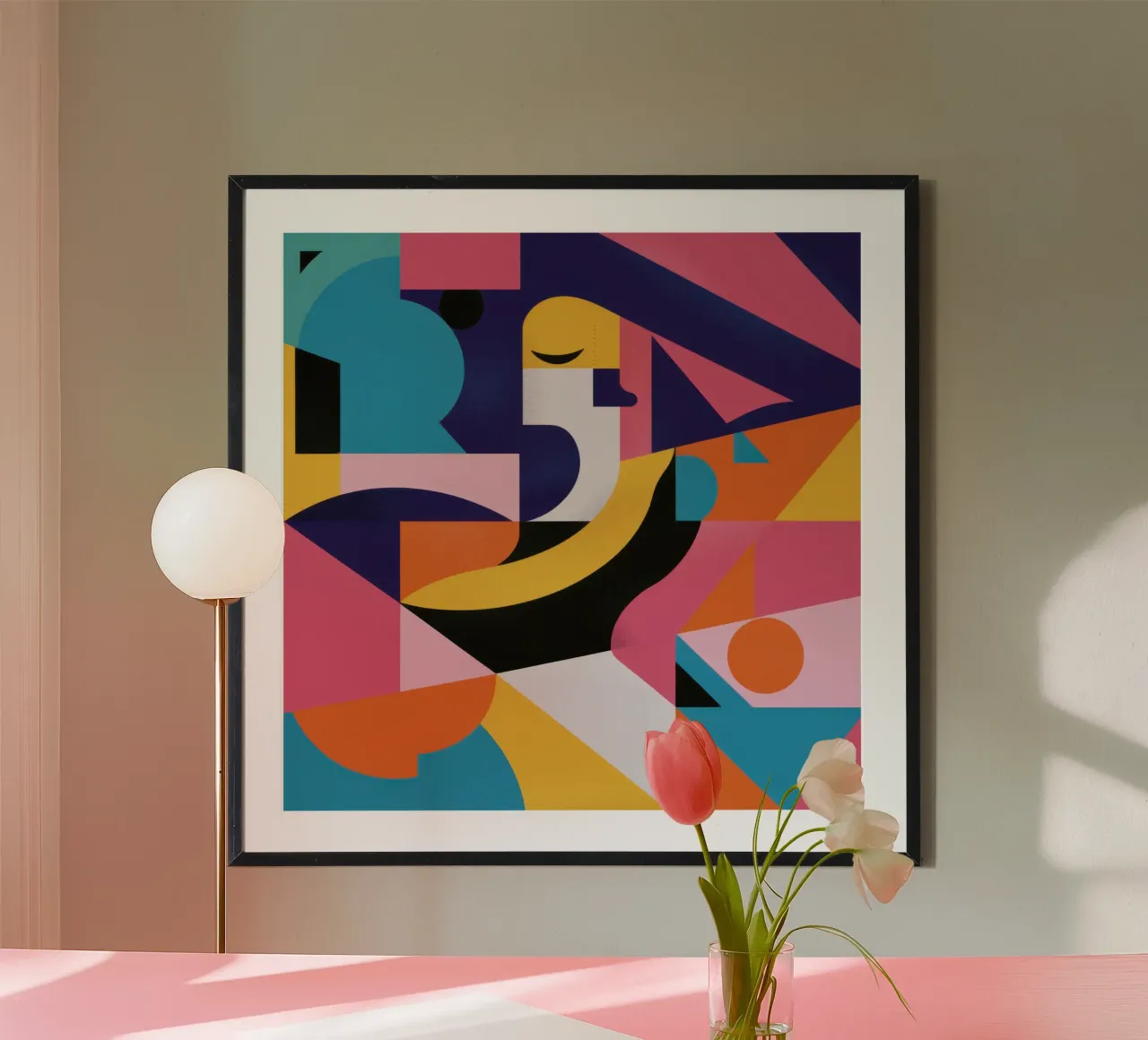 Sinfonia geometrica cromatica poster con telaio in alluminio da Bara Suara
