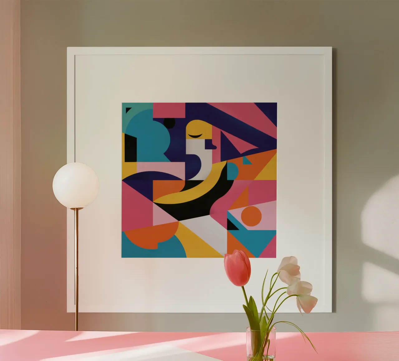 Sinfonia geometrica cromatica poster con telaio in alluminio da Bara Suara