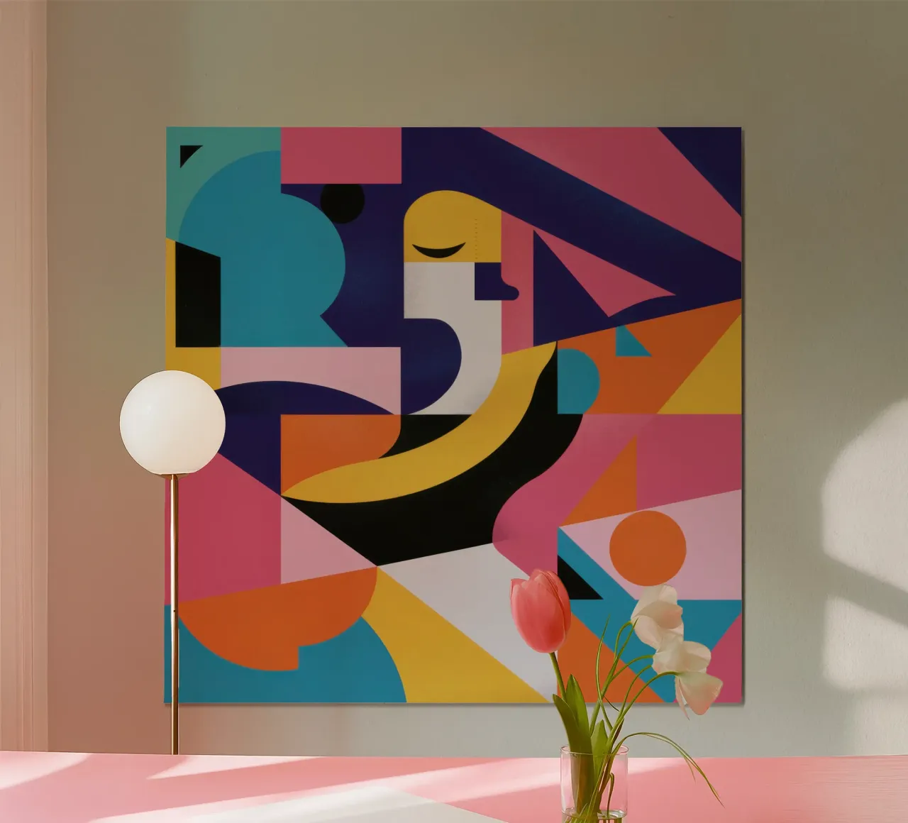 Sinfonia geometrica cromatica poster con telaio in alluminio da Bara Suara