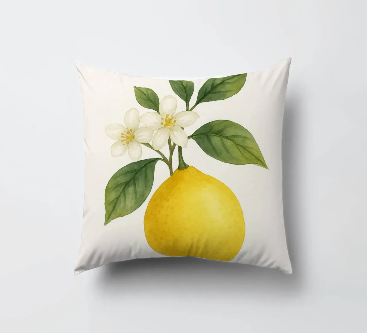 Acquerello sui fiori di limone - Design fresco ed estivo cuscino da Casa Calm