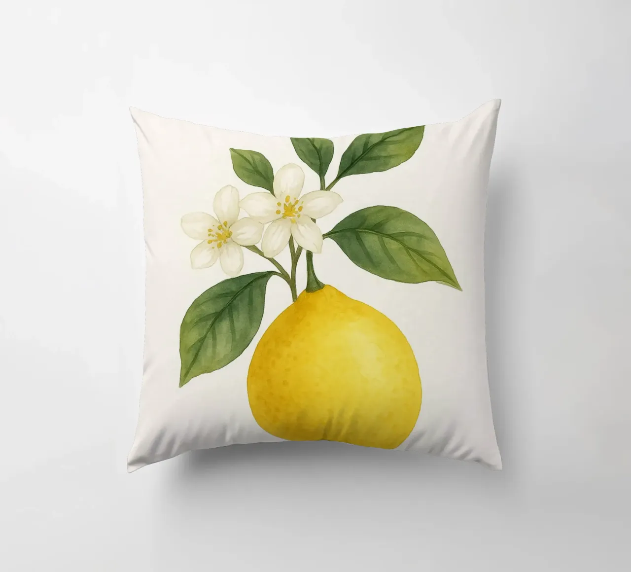 Acquerello sui fiori di limone - Design fresco ed estivo cuscino da Casa Calm