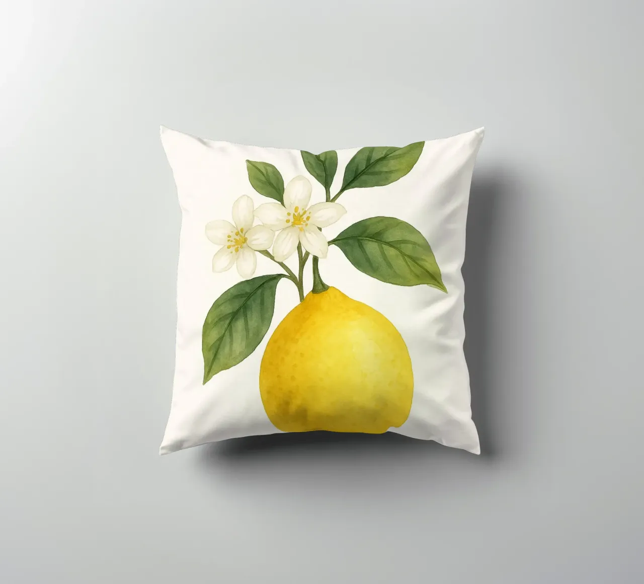 Acquerello sui fiori di limone - Design fresco ed estivo cuscino da Casa Calm