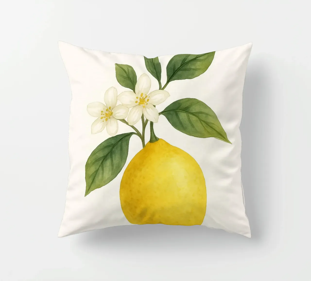Acquerello sui fiori di limone - Design fresco ed estivo cuscino da Casa Calm