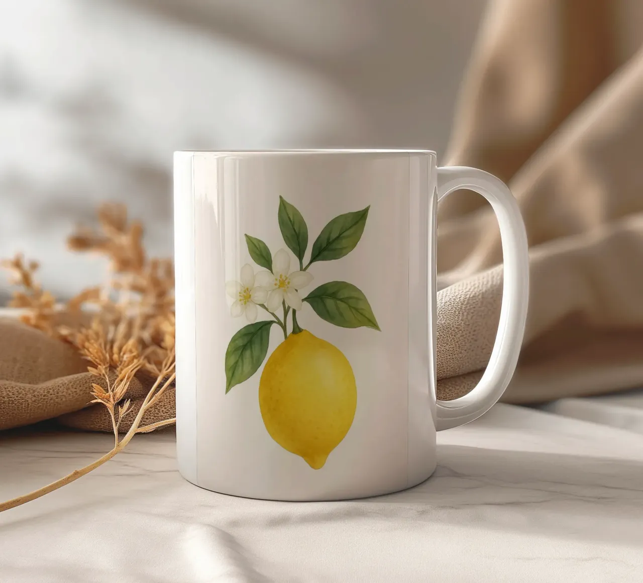 Acquerello sui fiori di limone - Design fresco ed estivo tazza in ceramica da Casa Calm