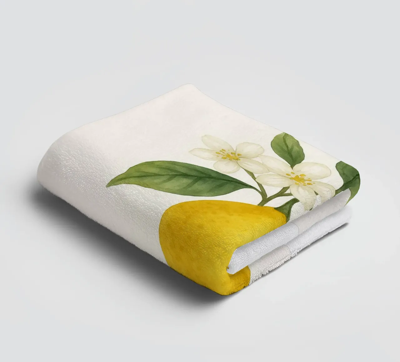 Acquerello sui fiori di limone - Design fresco ed estivo asciugamano da bagno da Casa Calm