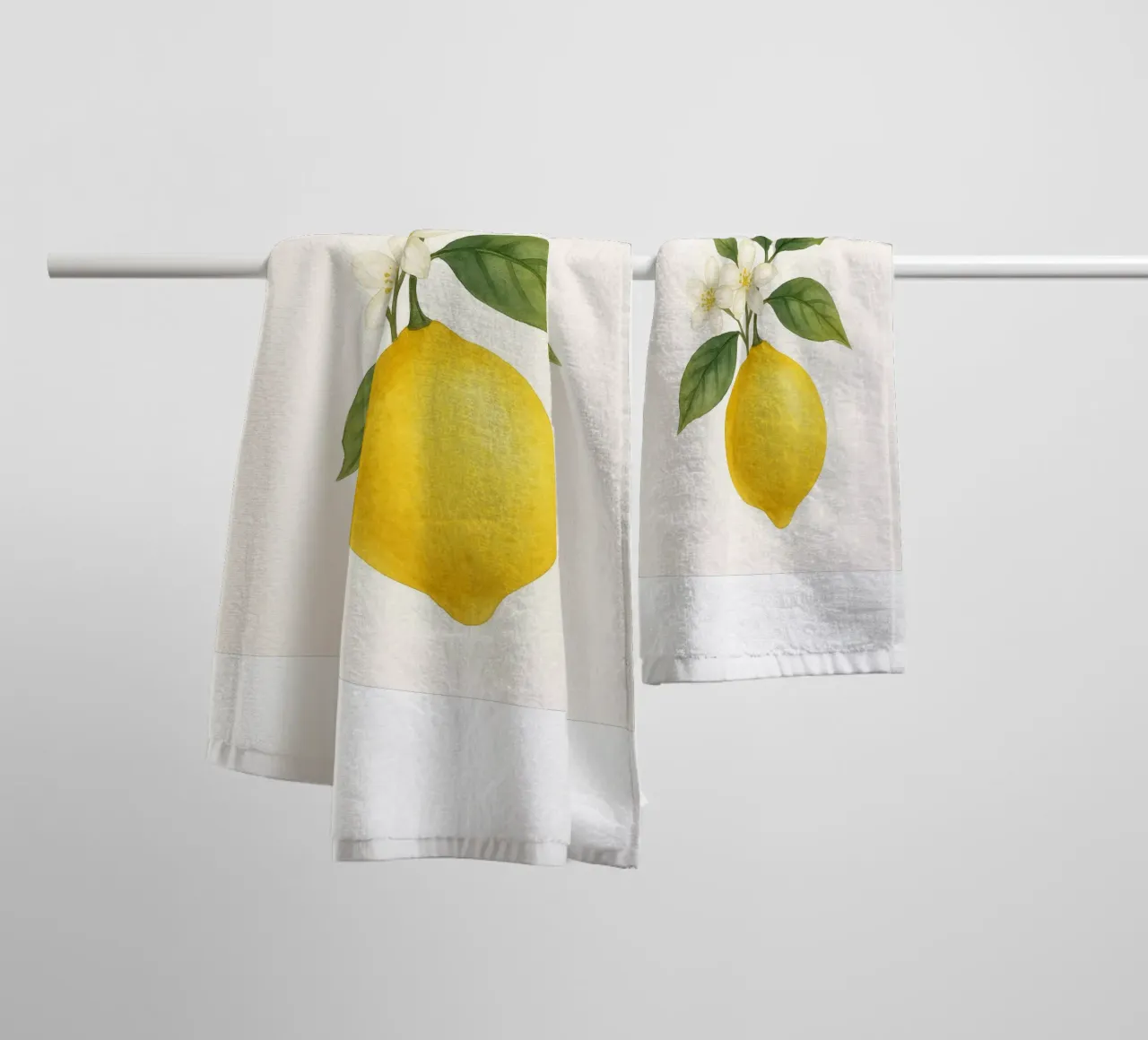 Acquerello sui fiori di limone - Design fresco ed estivo asciugamano da bagno da Casa Calm